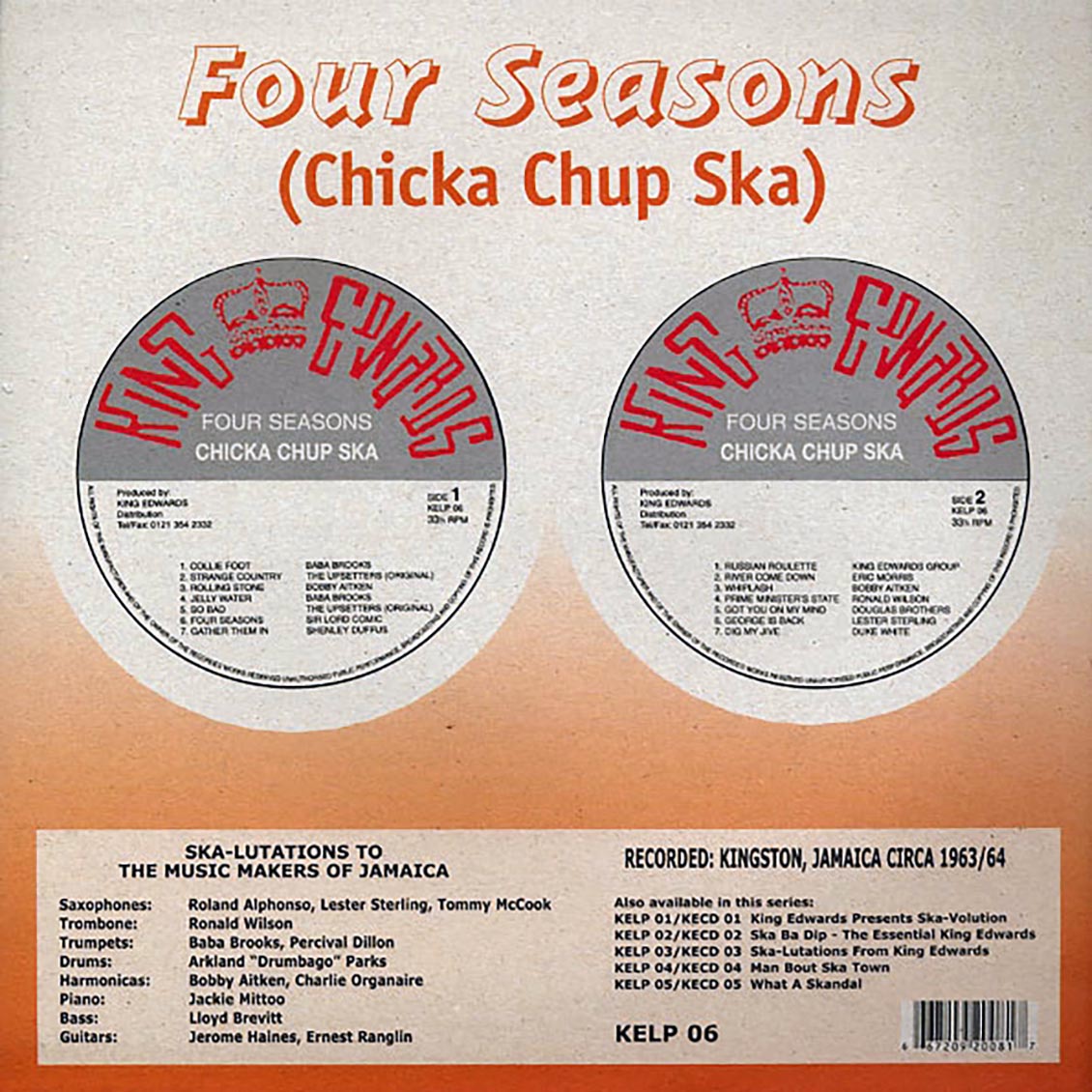 Baba Brooks, The Upsetters, Bobby Aitken, Etc. - Four Seasons: Chicka Chup Ska vinyl LP back cover