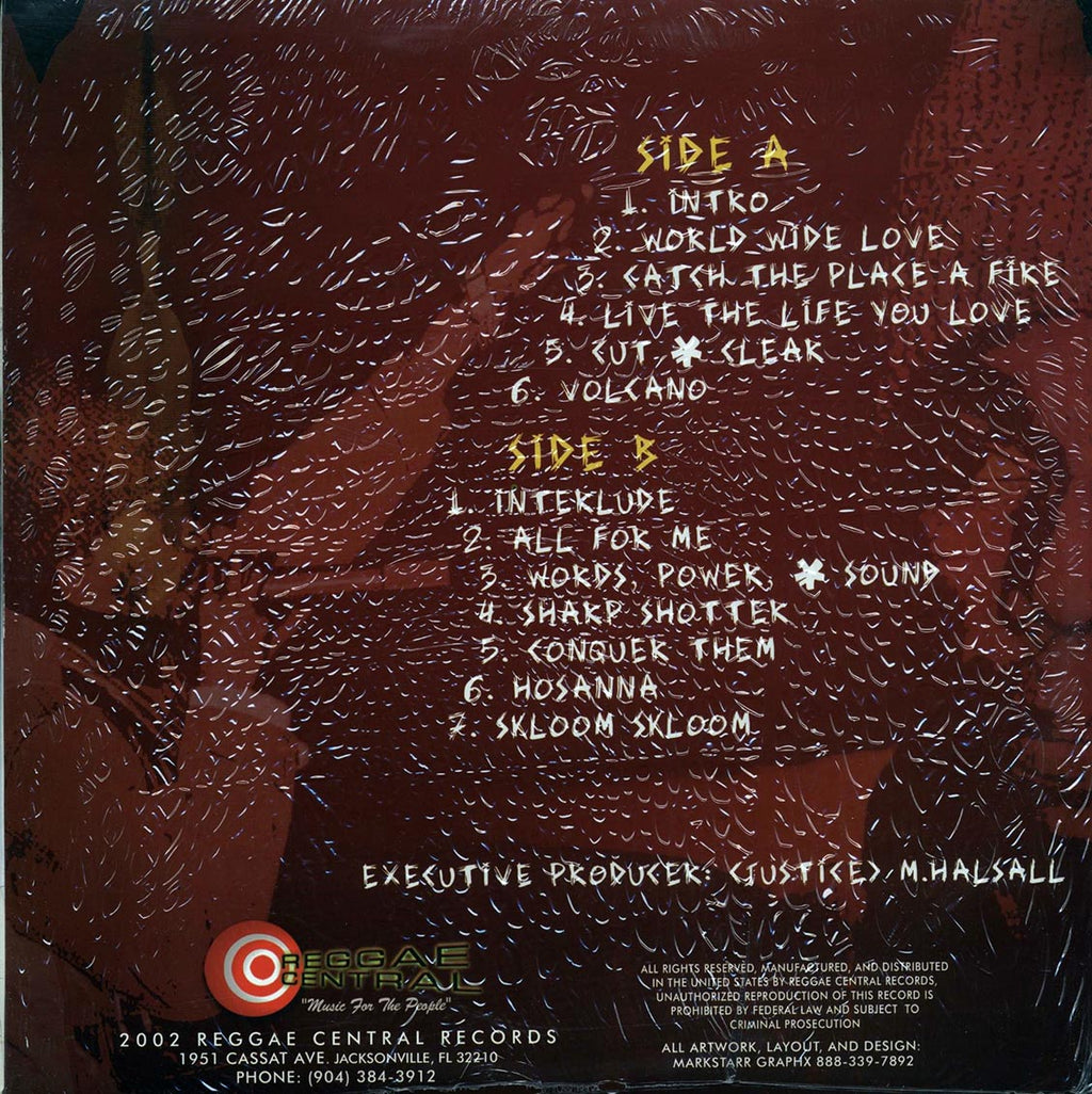 Sizzla - Hosanna vinyl LP back cover