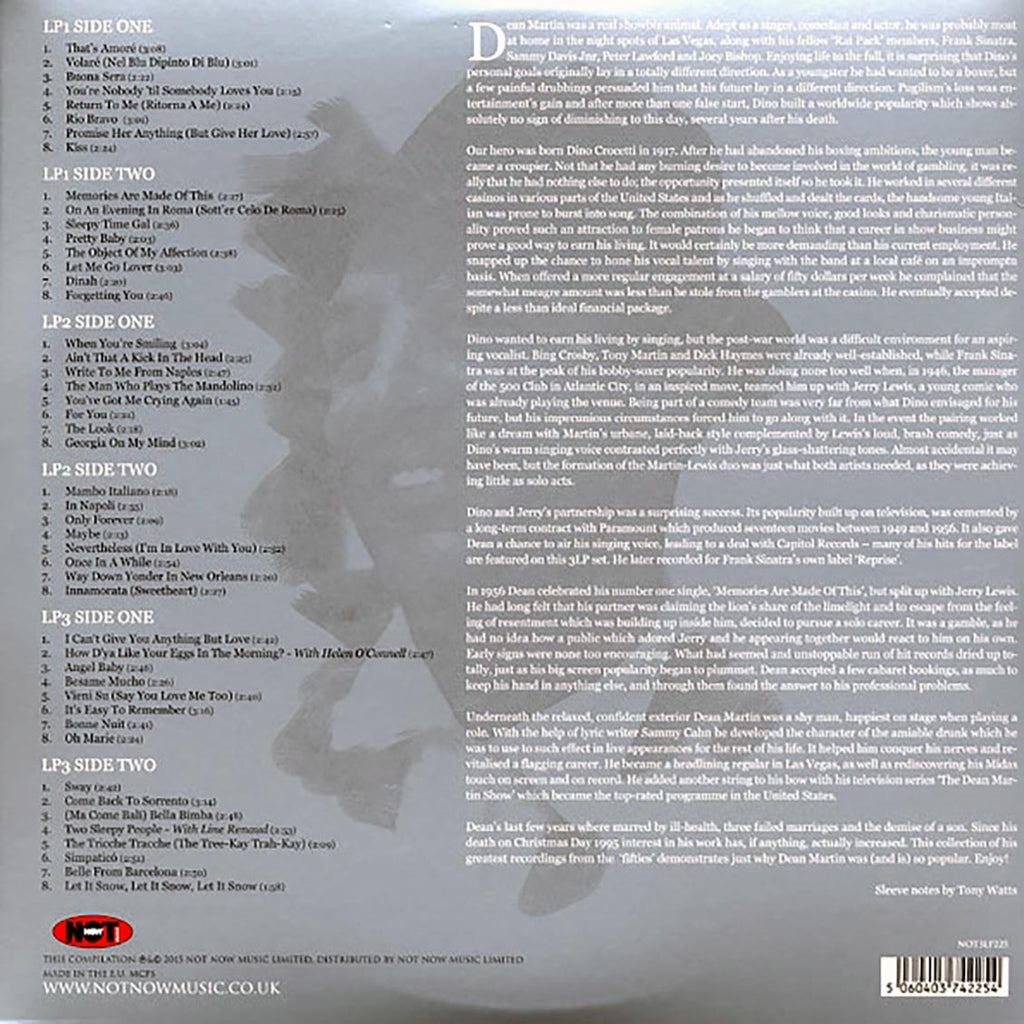 Dean Martin - The Platinum Collection (3xLP) (white vinyl) vinyl LP back cover