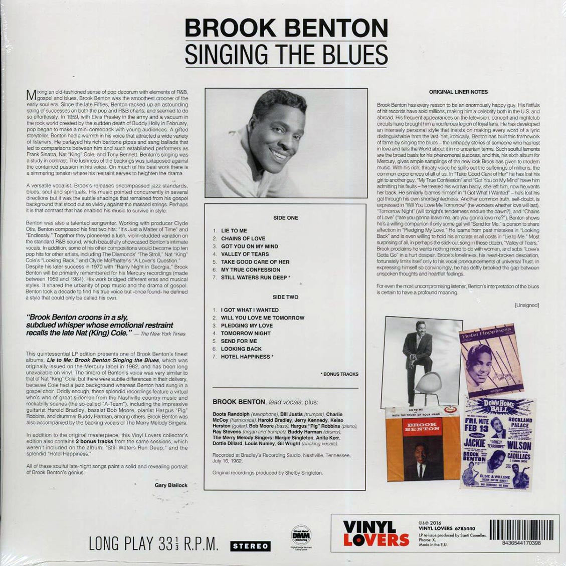 Brook Benton - Lie To Me: Singing The Blues (ltd. ed.) (180g) vinyl LP back cover