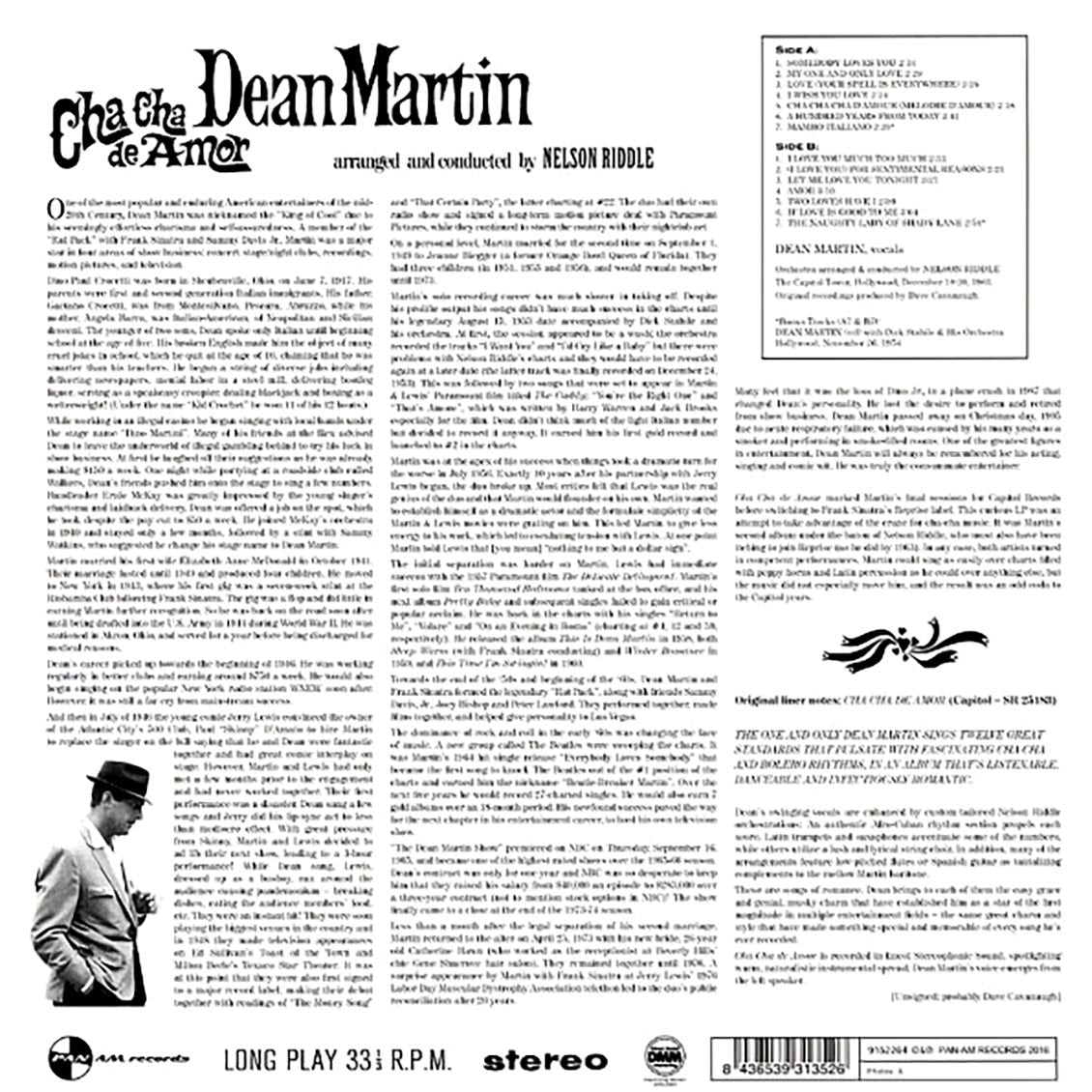 Dean Martin - Cha Cha De Amor (ltd. ed.) (180g) vinyl LP back cover