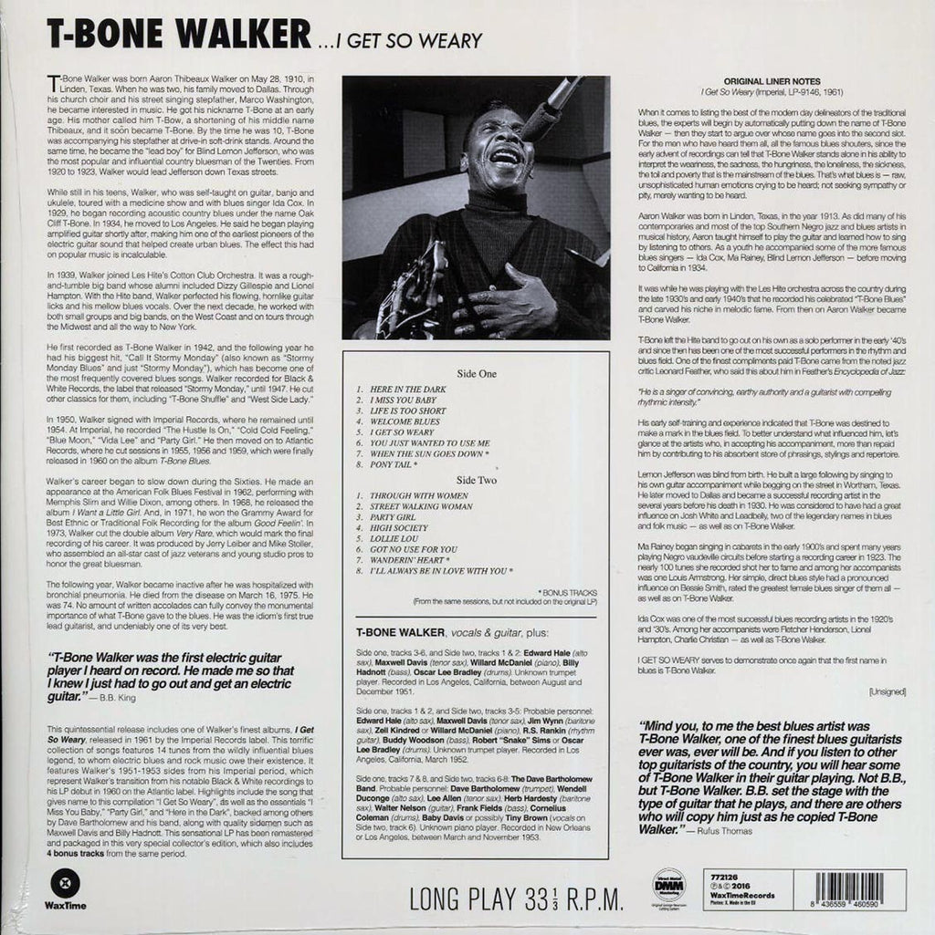 T-Bone Walker - I Get So Weary (ltd. ed.) (180g) vinyl LP back cover