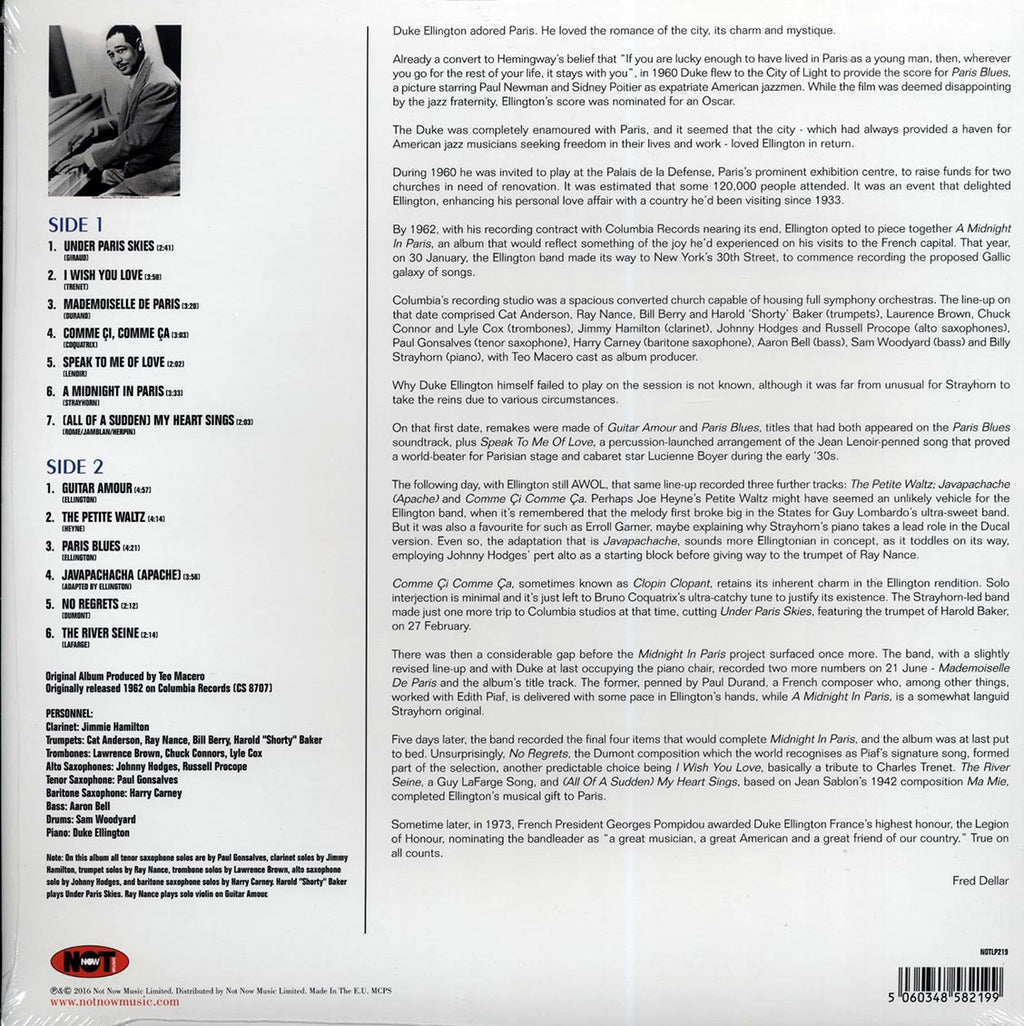 Duke Ellington - Midnight In Paris (180g) vinyl LP back cover