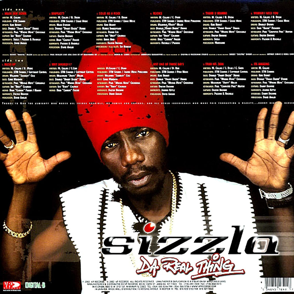 Sizzla - Da Real Thing vinyl LP back cover