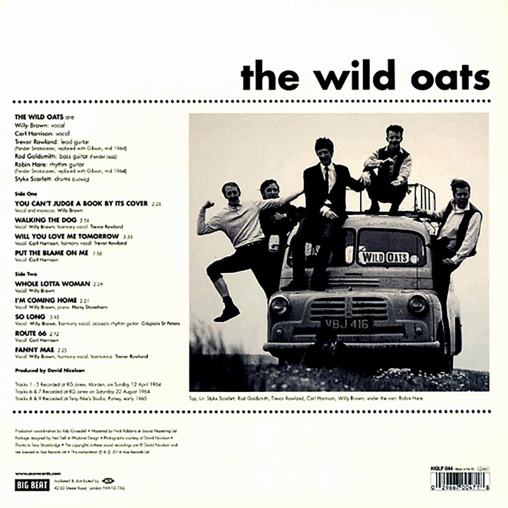 The Wild Oats - The Wild Oats (10 inch size album) vinyl LP back cover
