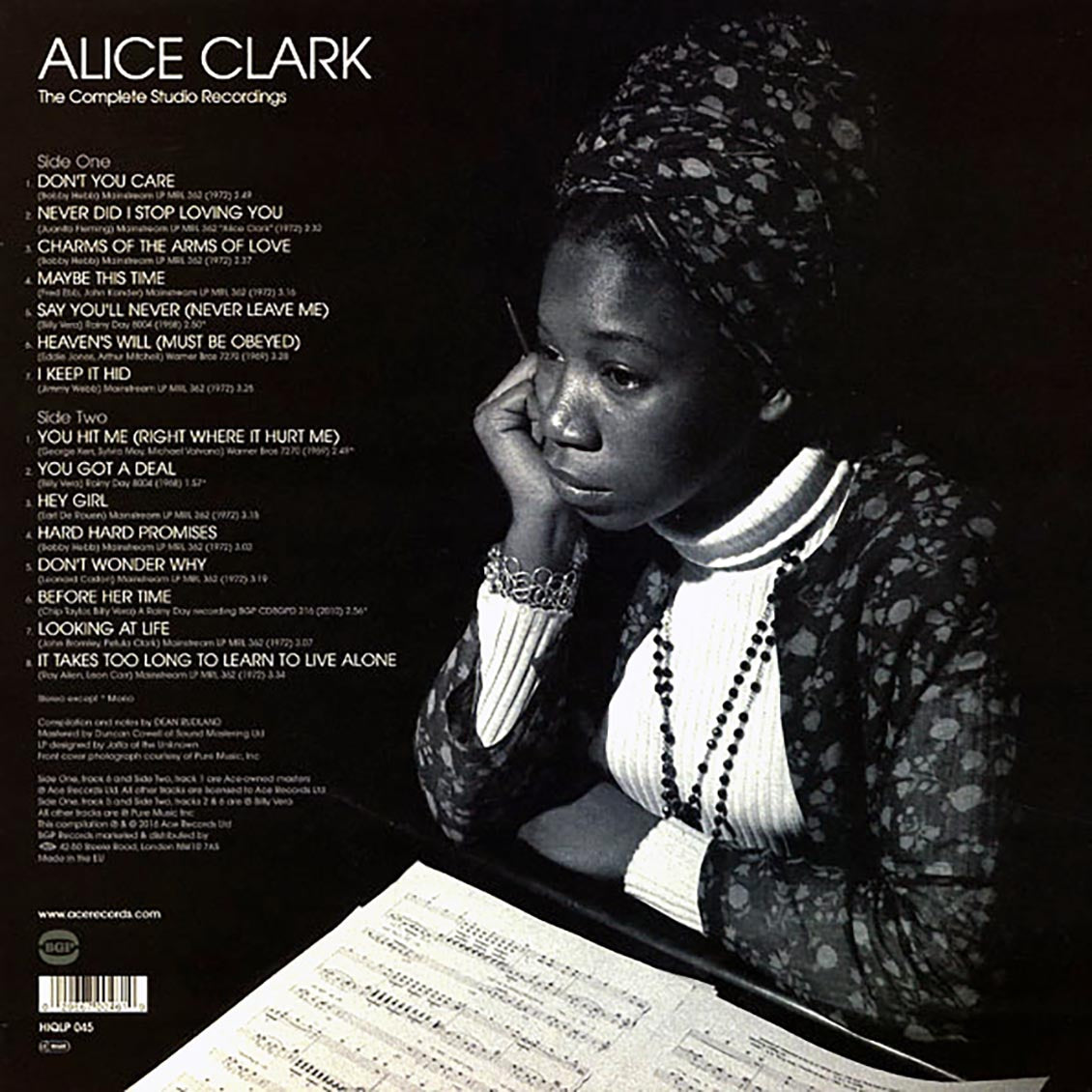 Alice Clark - The Complete Studio Recordings (180g) vinyl LP back cover