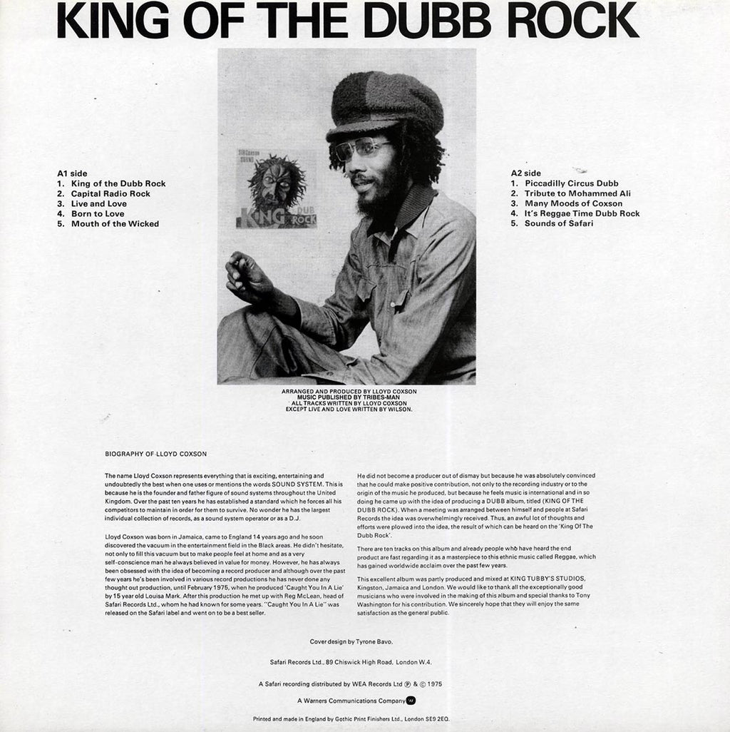 Sir Coxsone Sound - King Of The Dub Rock Part 1 vinyl LP back cover