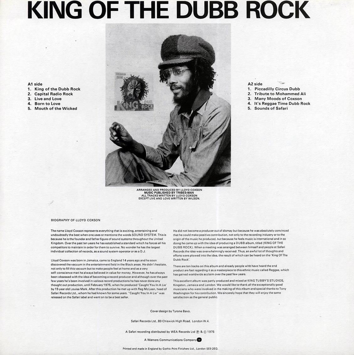 Sir Coxsone Sound - King Of The Dub Rock Part 1 vinyl LP back cover