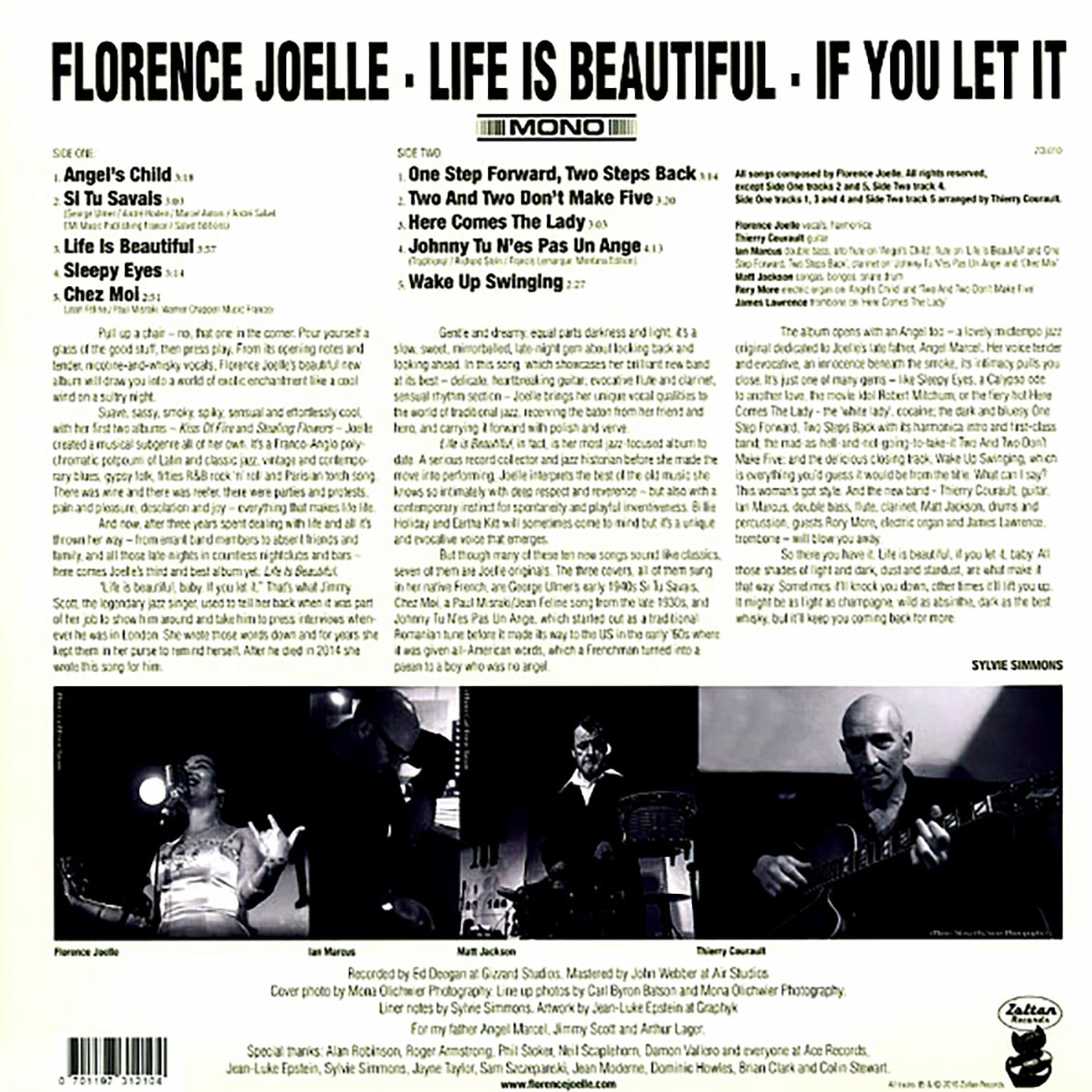 Florence Joelle - Life Is Beautiful If You Let It (180g) vinyl LP back cover