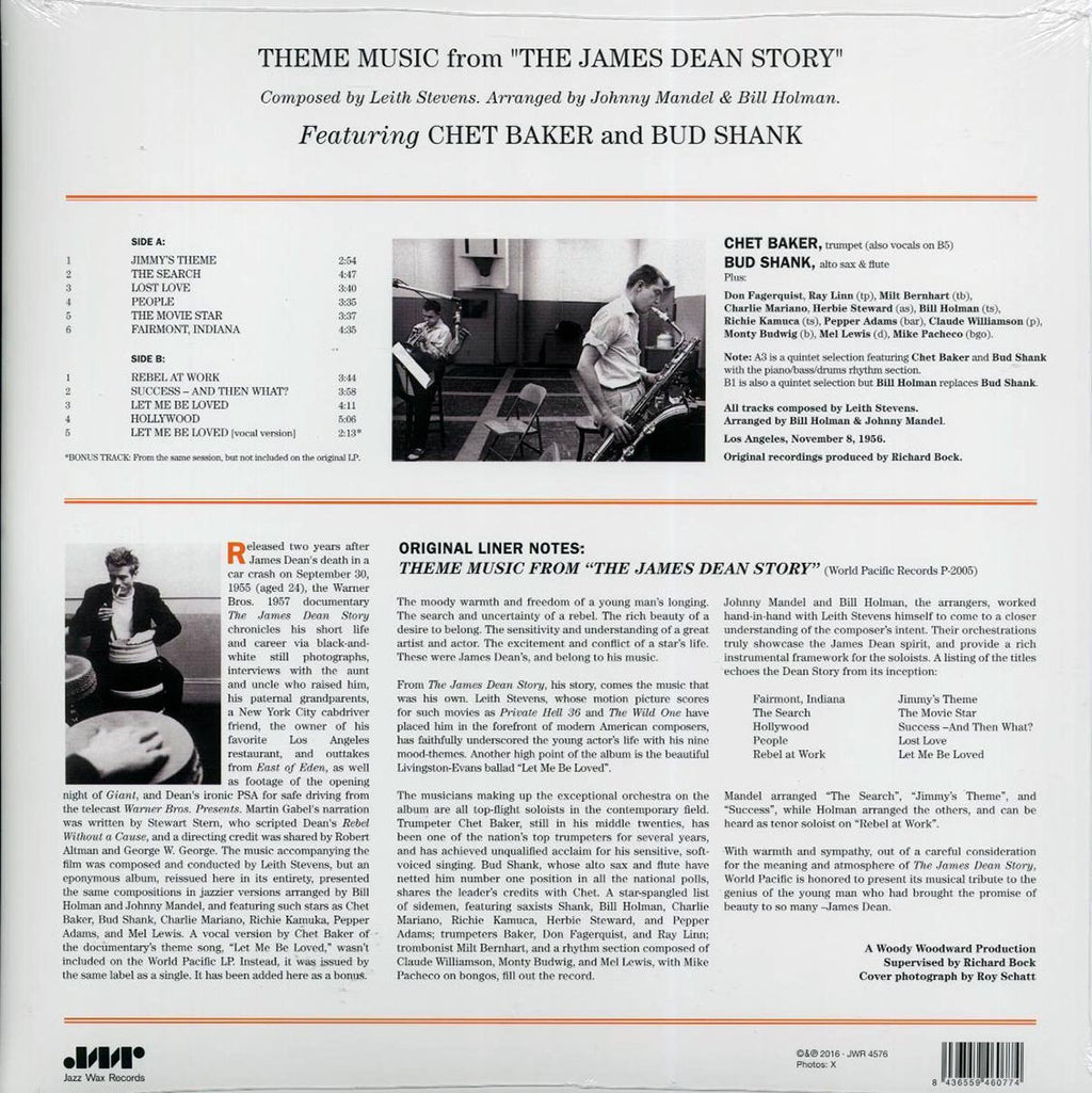 Chet Baker, Bud Shank - Theme Music From 'The James Dean Story' (ltd. ed.) (180g) (remastered) vinyl LP back cover