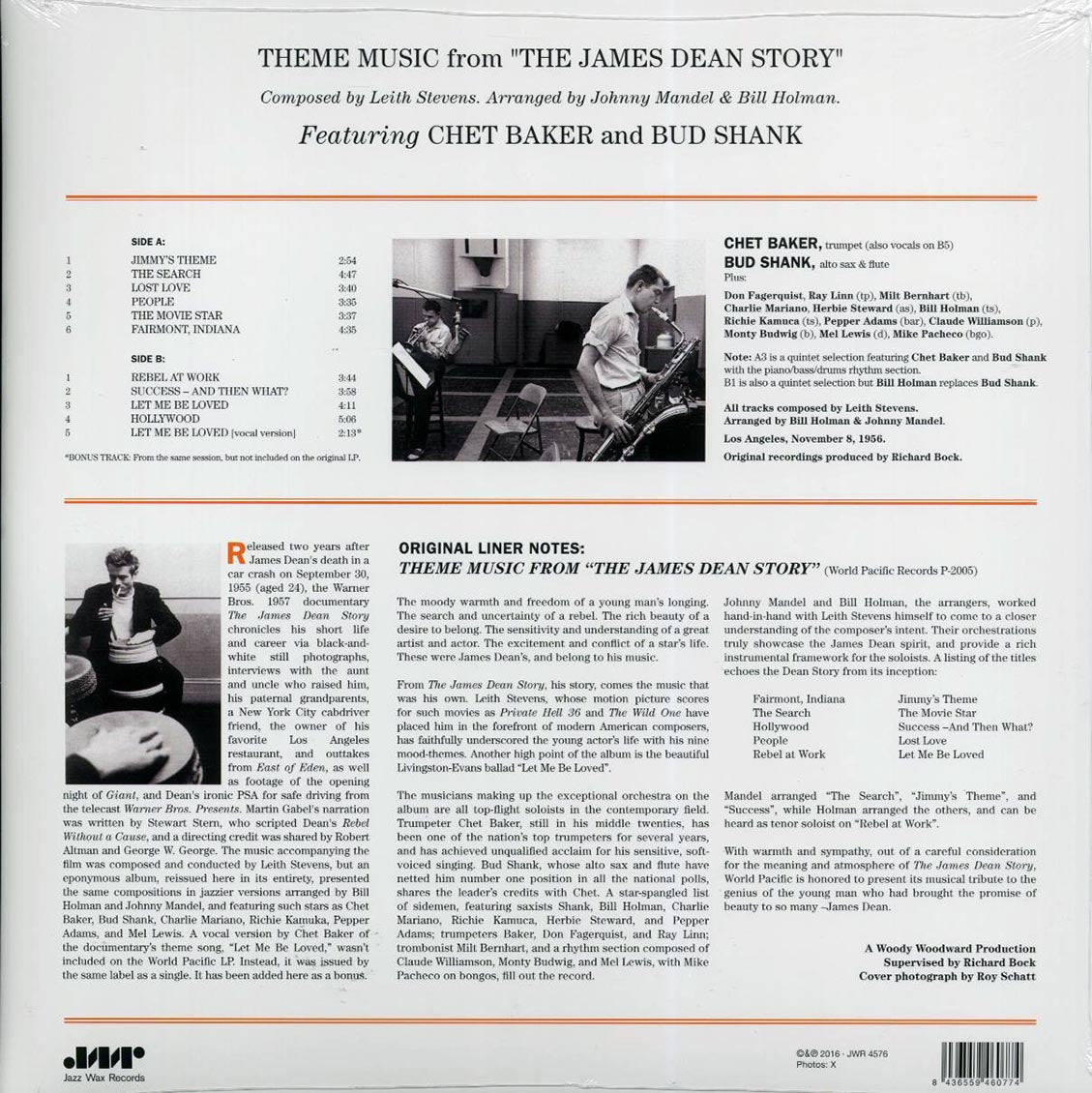 Chet Baker, Bud Shank - Theme Music From 'The James Dean Story' (ltd. ed.) (180g) (remastered) vinyl LP back cover