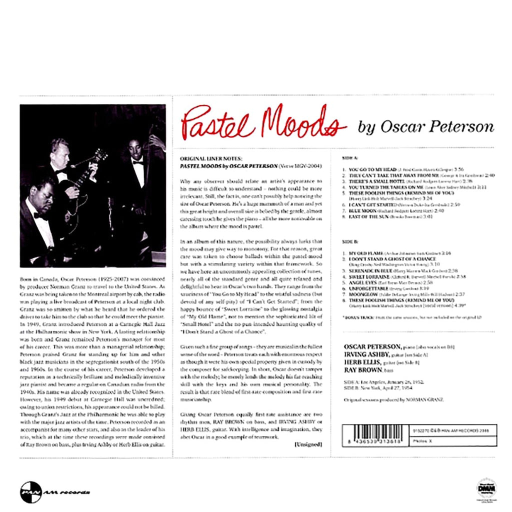 Oscar Peterson - Pastel Moods (+bonus track) (ltd. ed.) (180g) vinyl LP back cover