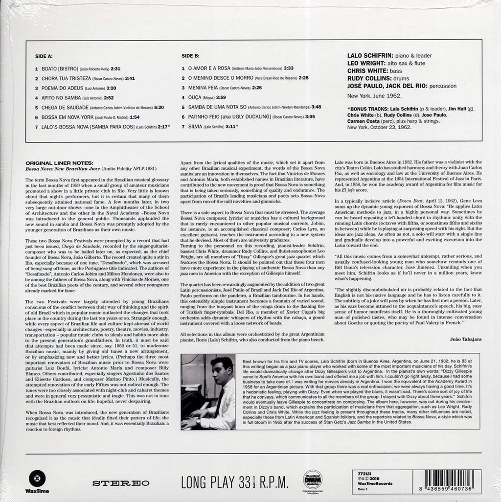 Lalo Schifrin - Bossa Nova: New Brazilian Jazz (+2 bonus tracks) (ltd. ed.) (180g) vinyl LP back cover