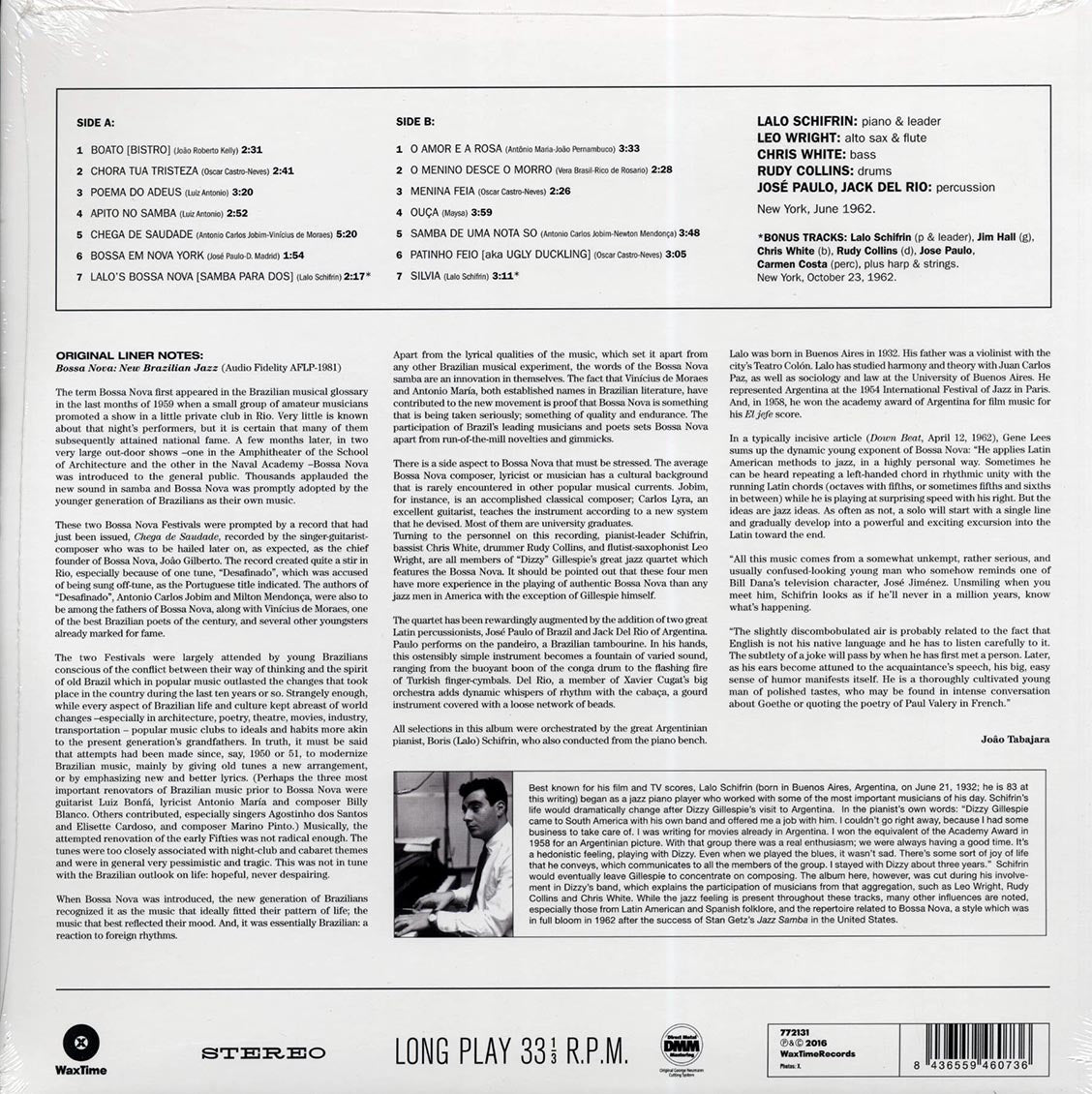 Lalo Schifrin - Bossa Nova: New Brazilian Jazz (+2 bonus tracks) (ltd. ed.) (180g) vinyl LP back cover