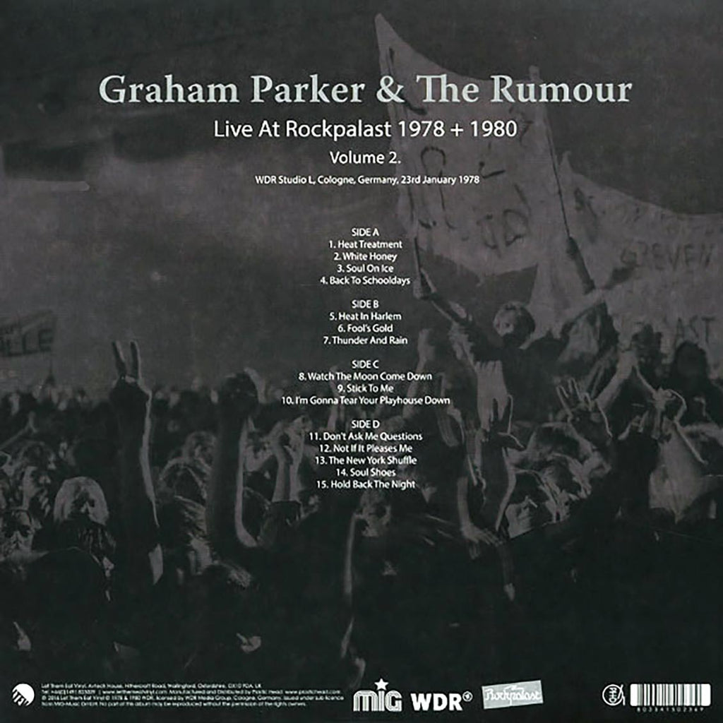 Graham Parker & The Rumour - Live At Rockpalast 1978 + 1980 Volume 2 (2xLP) vinyl LP back cover