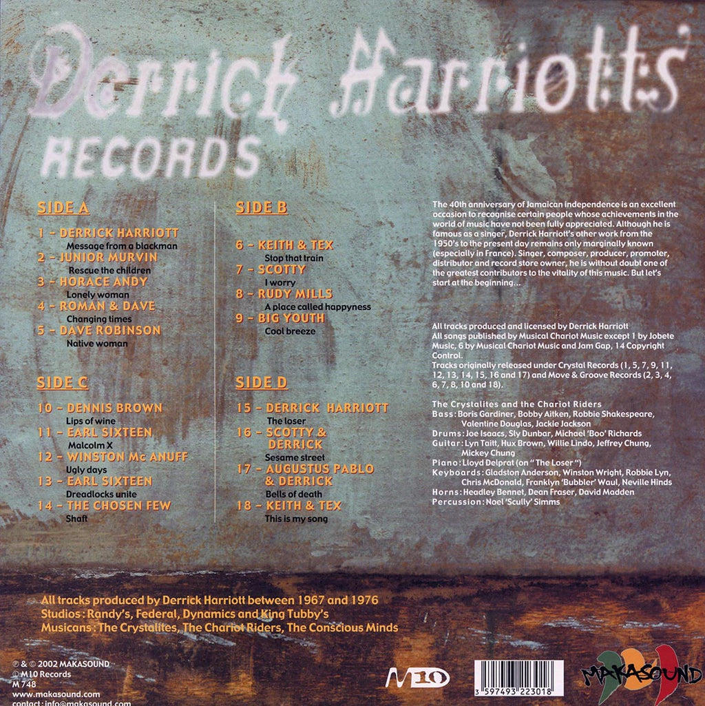 Keith & Tex, Rudy Mills, Horace Andy, Scotty, Earl Sixteen, Etc. - A Place Called Jamaica: Derrick Harriott's Productions 60's & 70's (2xLP) vinyl LP back cover