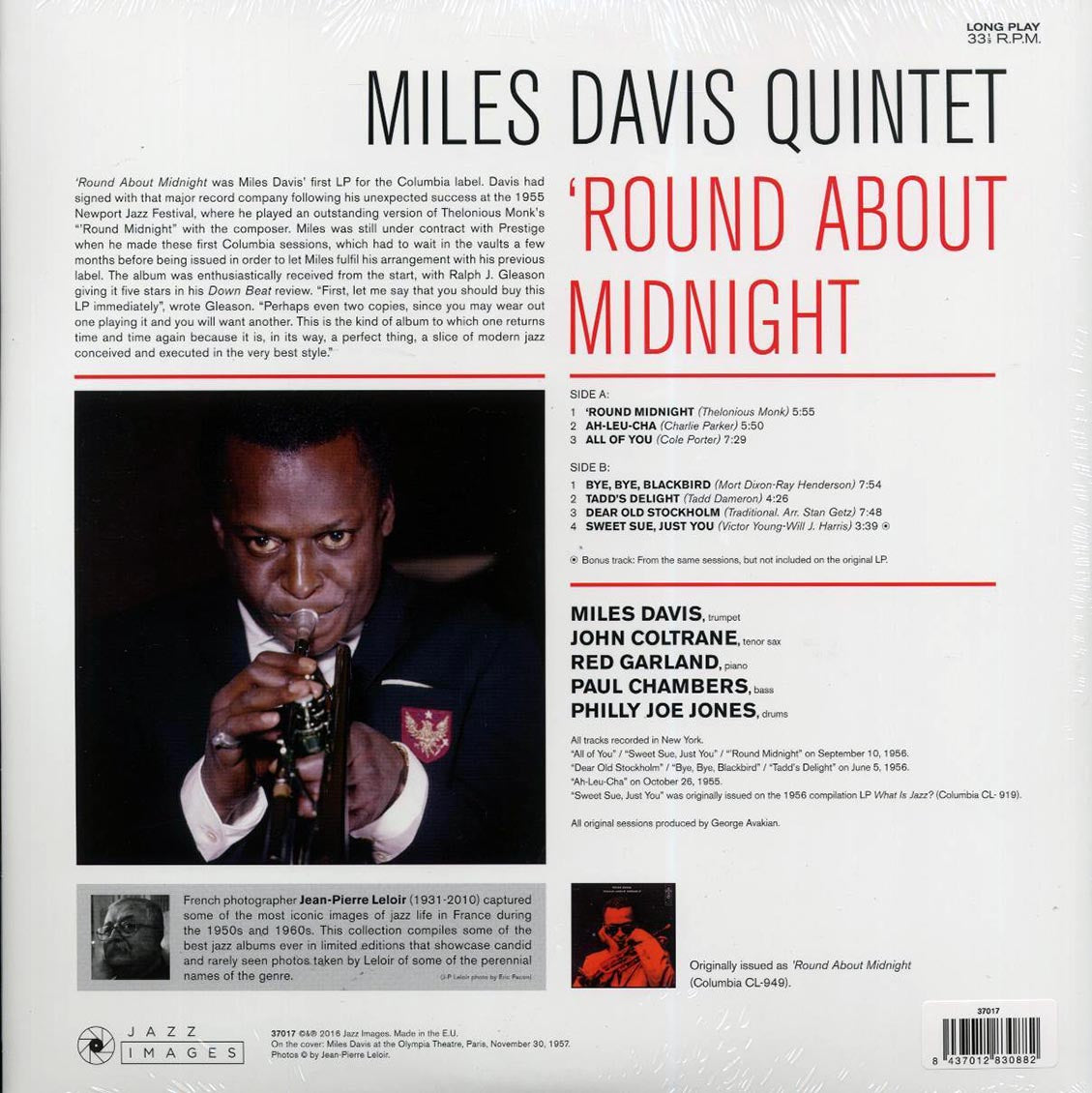 Miles Davis Quintet - Round About Midnight (+bonus track) (ltd. ed.) (180g) vinyl LP back cover