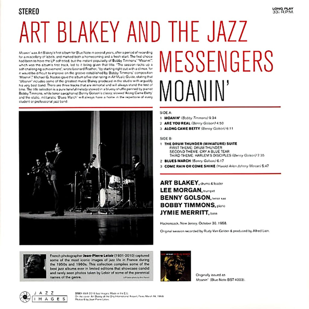 Art Blakey & The Jazz Messengers - Moanin' (ltd. ed.) (180g) vinyl LP back cover