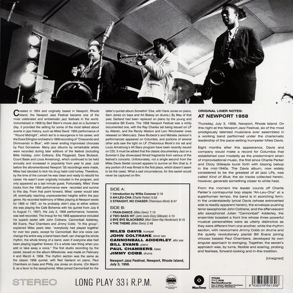 Miles Davis - Sextet At Newport 1958 (ltd. ed.) (180g) (remastered) vinyl LP back cover