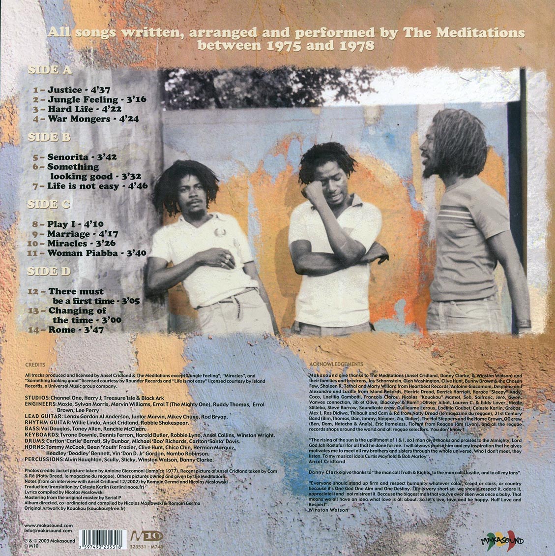 Meditations - Guidance (2003 FIRST PRESS) (orig. press) (2xLP) vinyl LP back cover