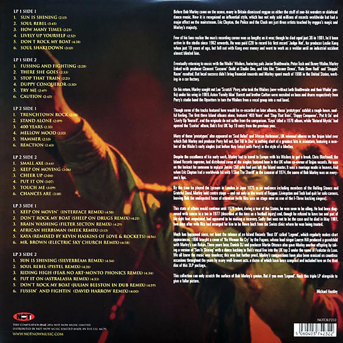 Bob Marley - Sun Is Shining (3xLP) (red, yellow, green vinyl) vinyl LP back cover