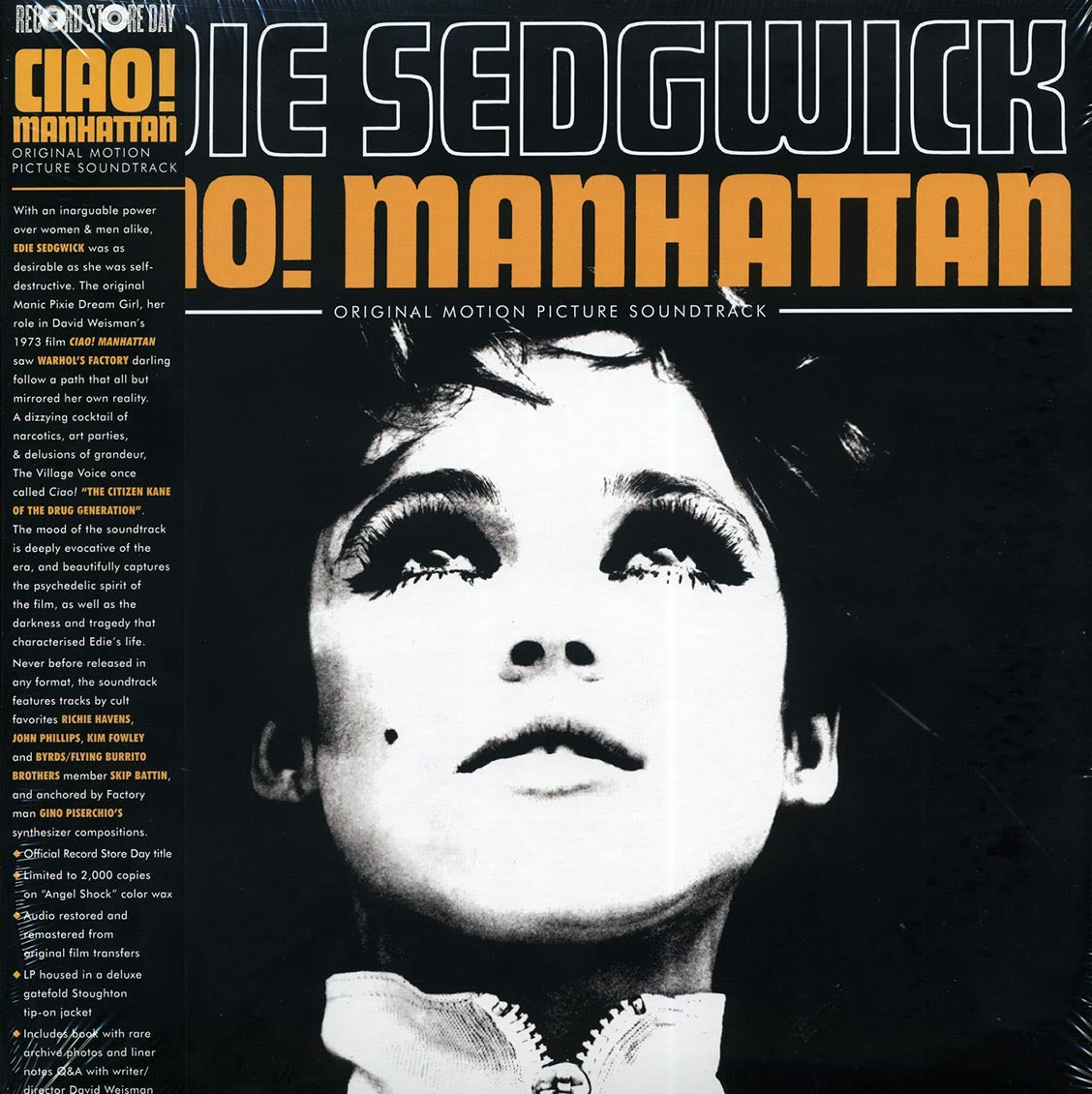 Edie Sedgwick, Gino Piserchio, John Phillips, Etc. - Ciao! Manhattan Original Motion Picture Soundtrack (RSD 2017) (ltd. ed.) (colored vinyl) vinyl LP front cover