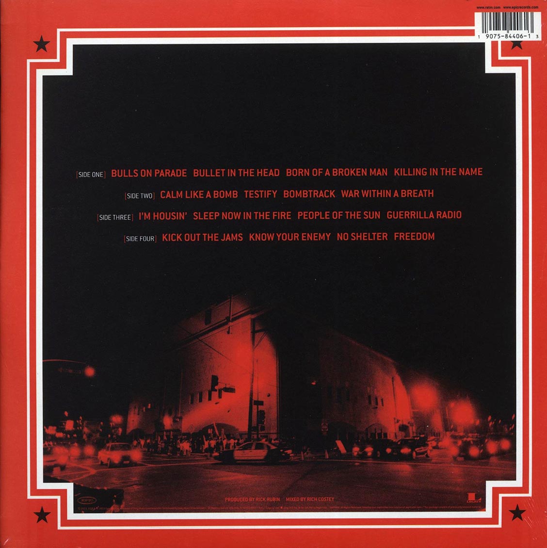 Rage Against The Machine - Live At The Grand Olympic Auditorium (2xLP) (incl. mp3) (180g) vinyl LP back cover