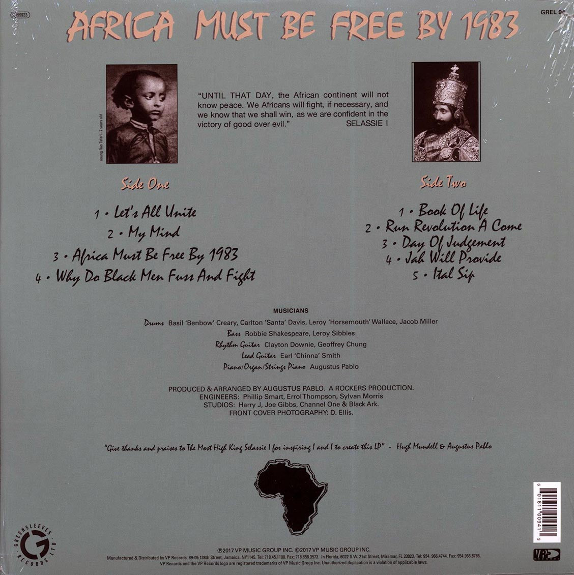 Hugh Mundell - Africa Must Be Free By 1983 vinyl LP back cover