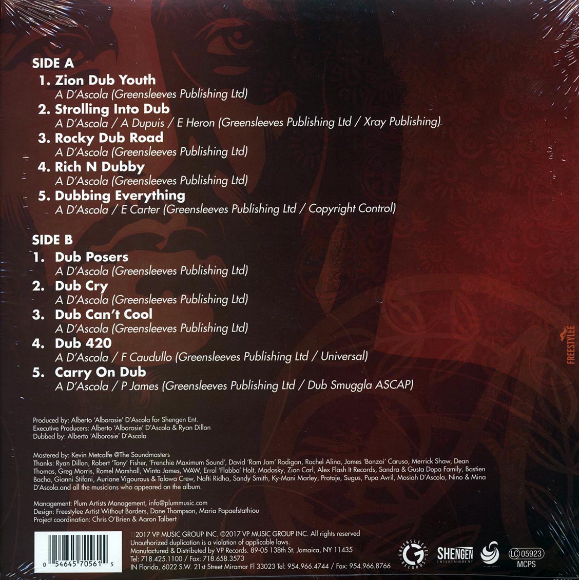 Alborosie - Freedom In Dub vinyl LP back cover