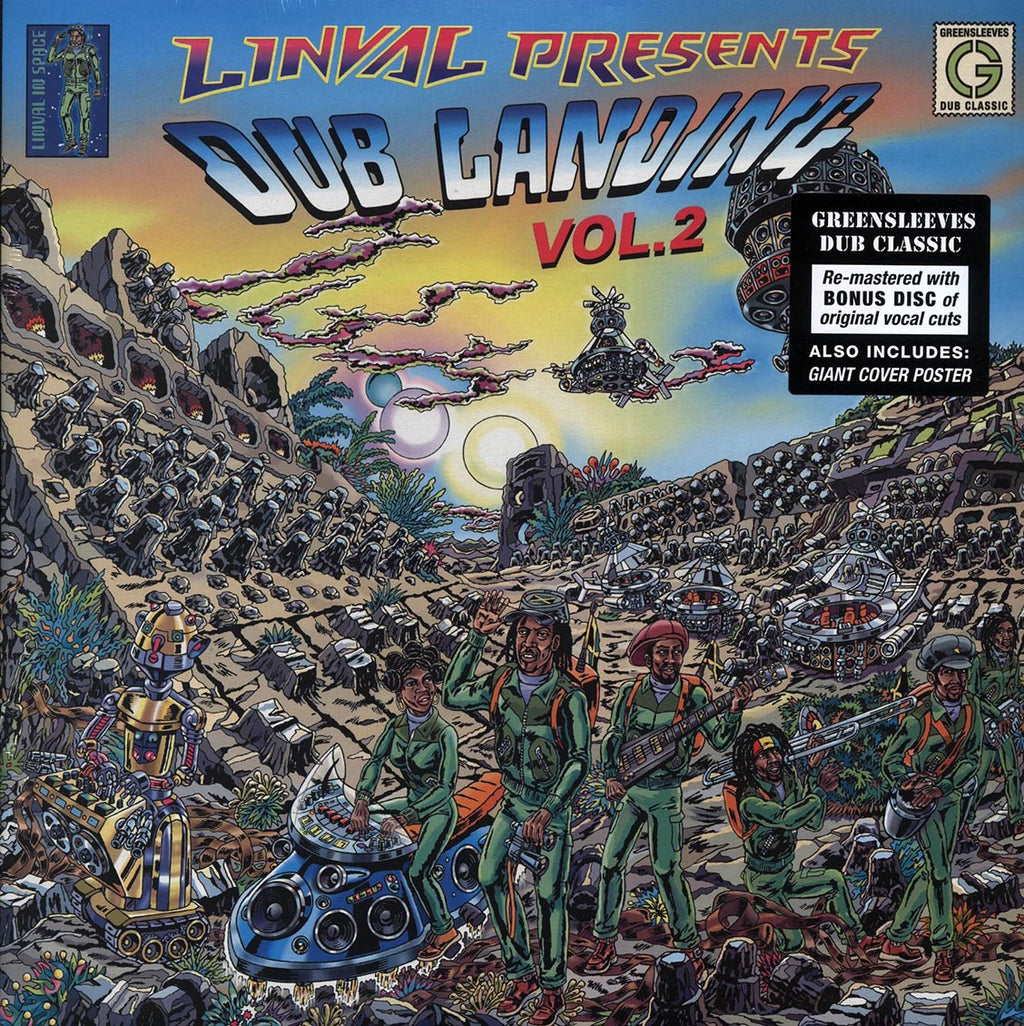Scientist, Prince Jammy, The Roots Radics - Linval Presents Dub Landing Volume 2 + Bonus Vocals Album (2xLP) vinyl LP front cover