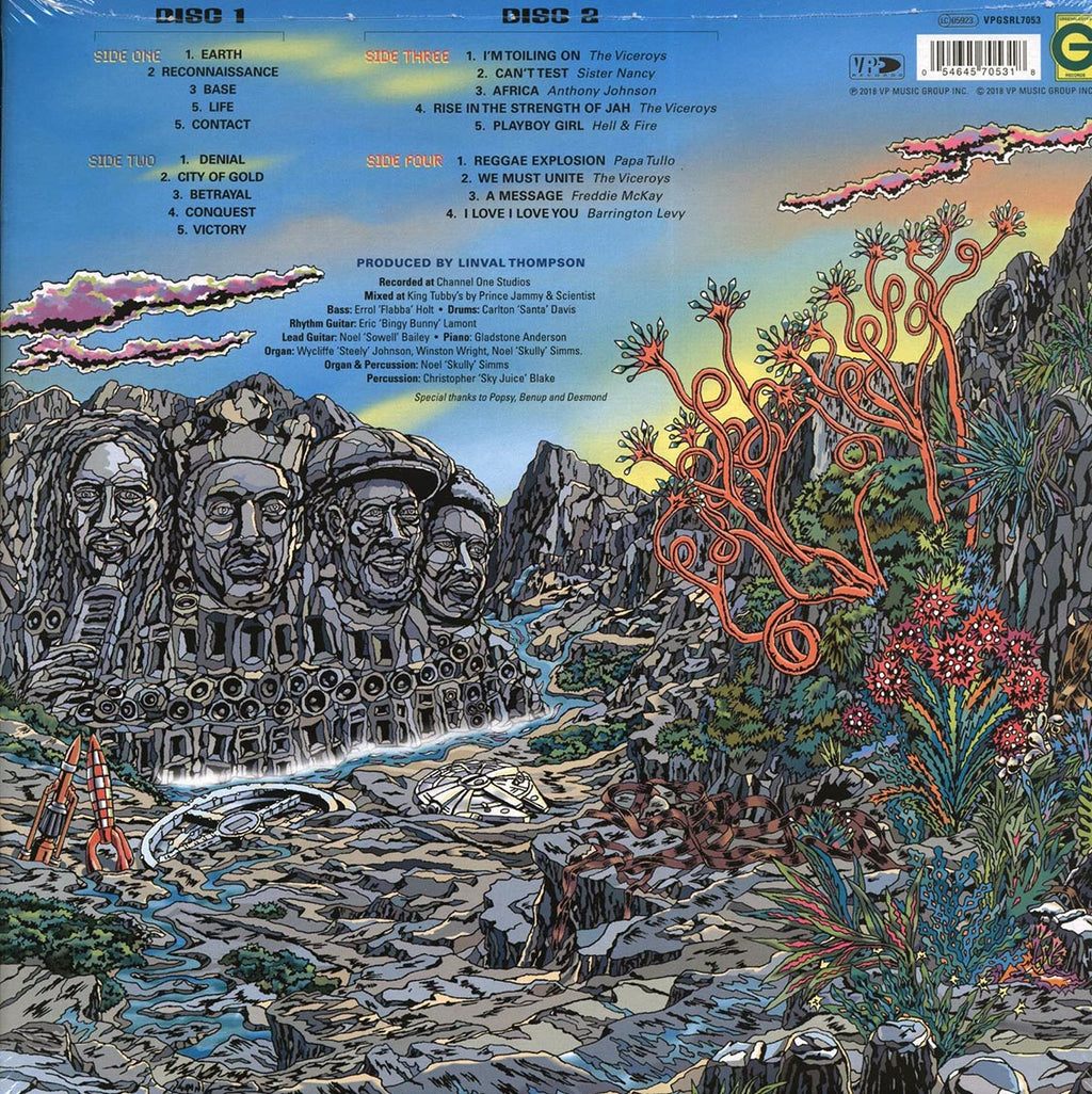 Scientist, Prince Jammy, The Roots Radics - Linval Presents Dub Landing Volume 2 + Bonus Vocals Album (2xLP) vinyl LP back cover