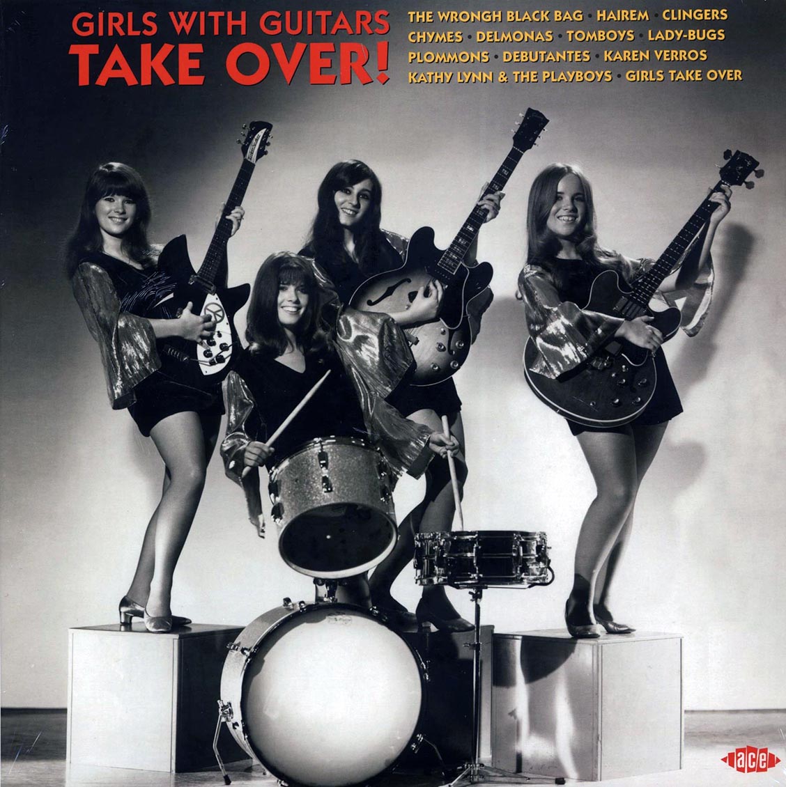 Girls Take Over, The Lady-bugs, Kathy Lynn & The Playboys, Etc. - Girls With Guitars Take Over! (180g) vinyl LP front cover