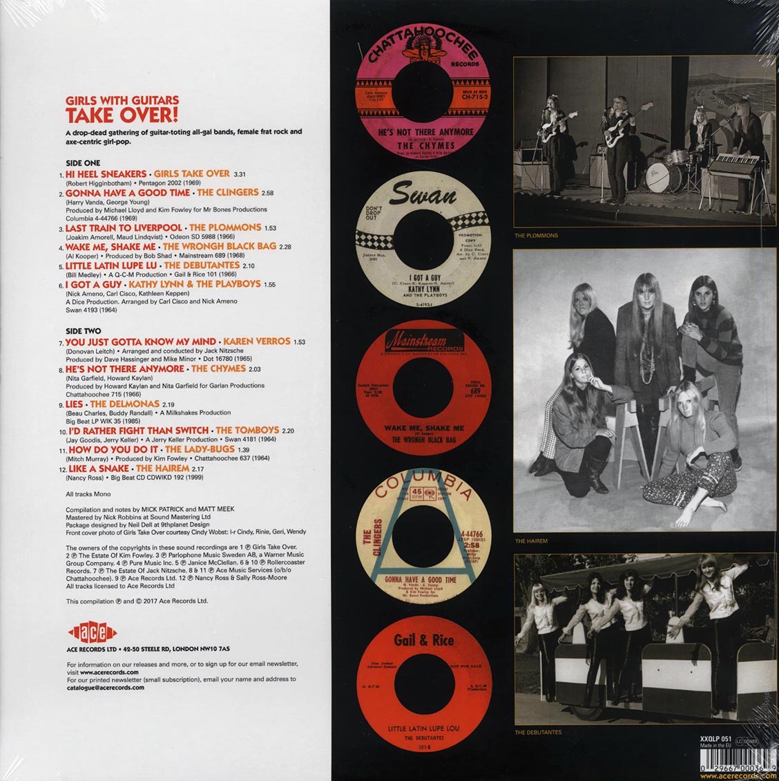 Girls Take Over, The Lady-bugs, Kathy Lynn & The Playboys, Etc. - Girls With Guitars Take Over! (180g) vinyl LP back cover