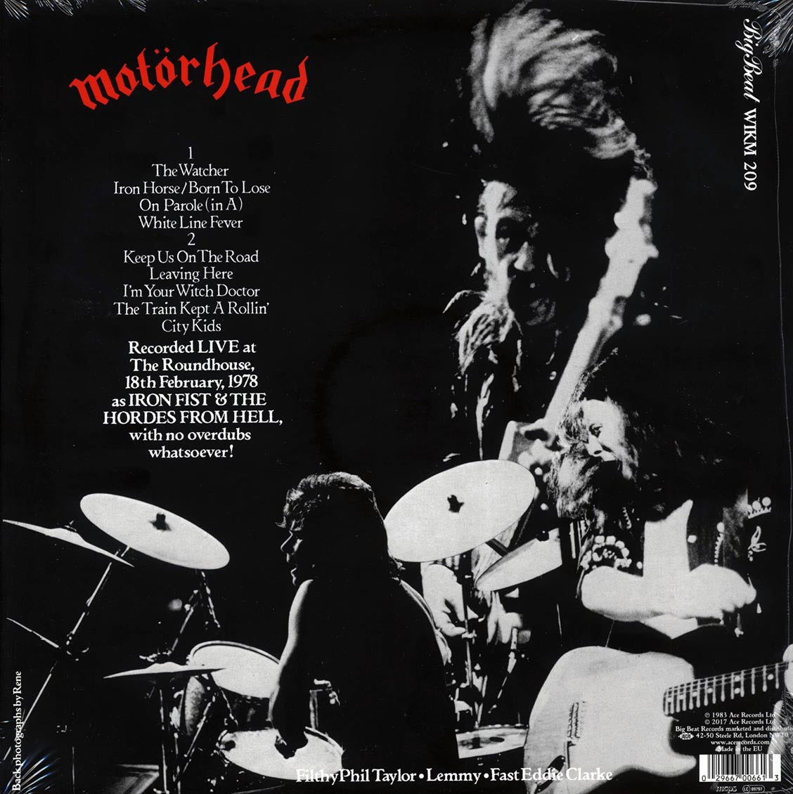 Motorhead - What's Words Worth? Recorded Live 1978 vinyl LP back cover