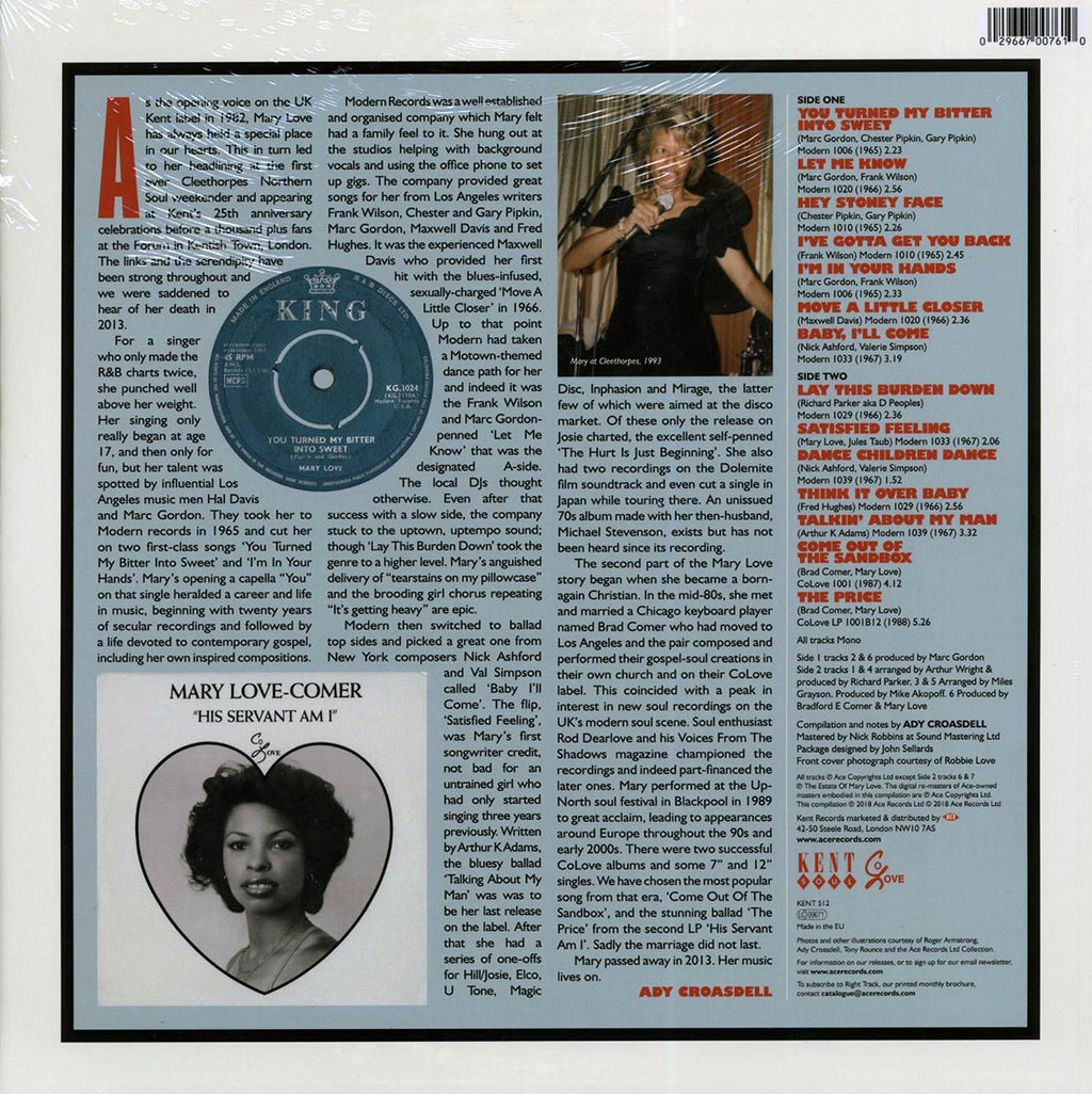 Mary Lowe - Lay This Burden Down vinyl LP back cover
