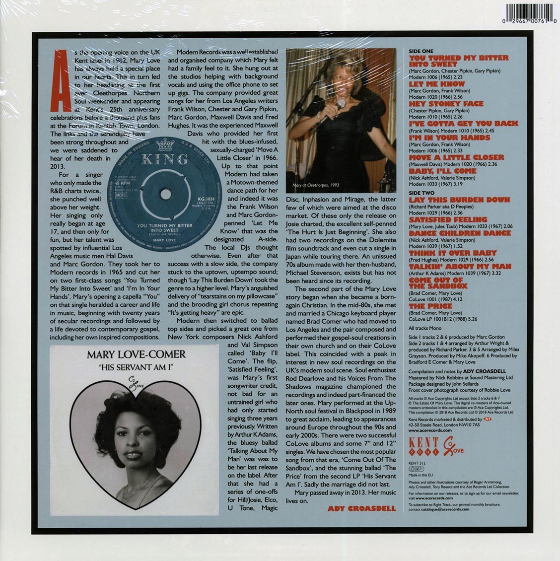 Mary Lowe - Lay This Burden Down vinyl LP back cover
