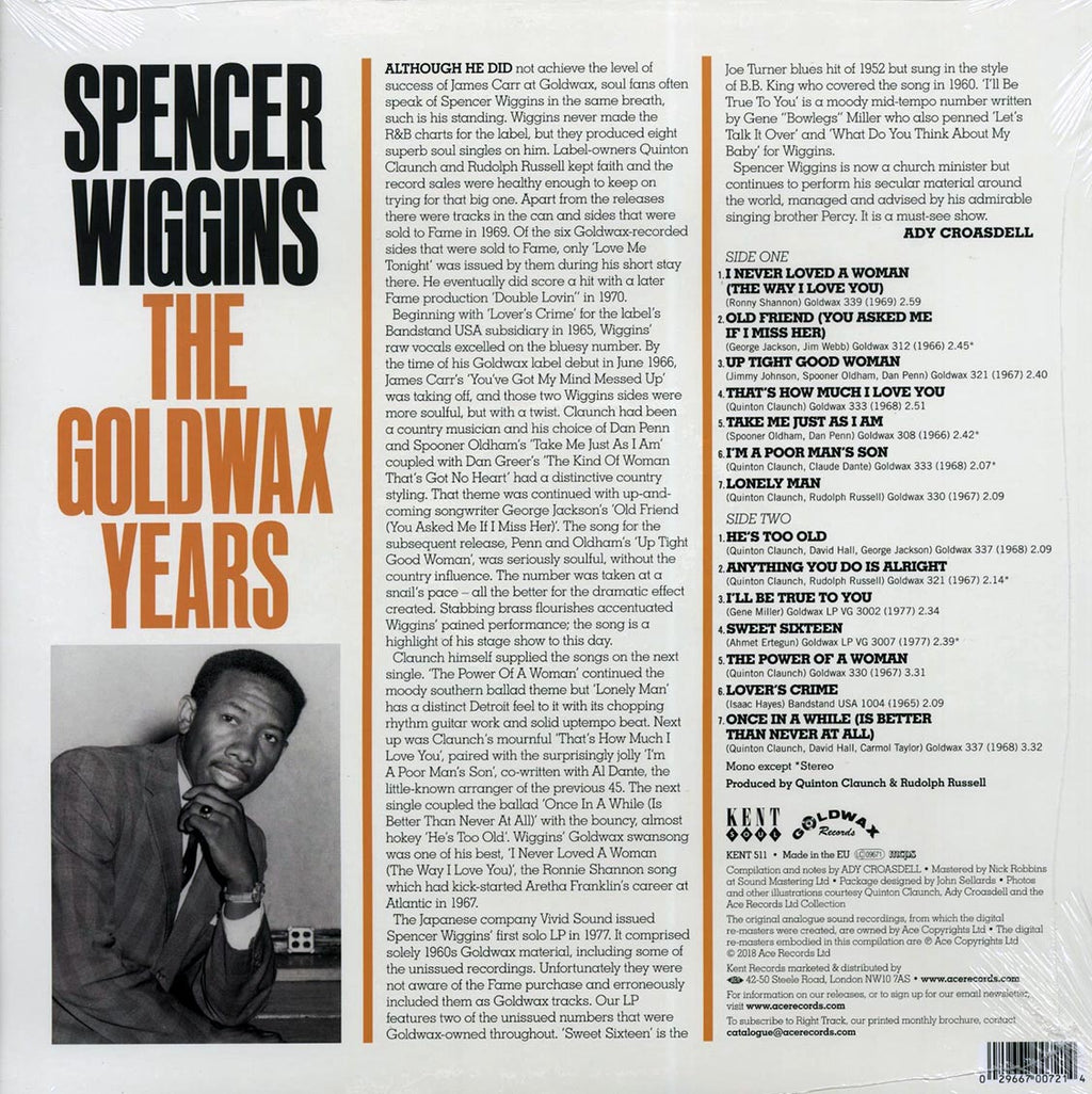 Spencer Wiggins - The Goldwax Years vinyl LP back cover