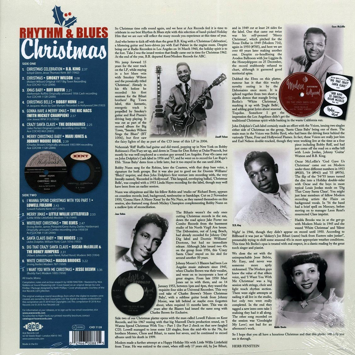 BB King, Smokey Wilson, Lowell Fulsom, Etc. - Rhythm & Blues Christmas vinyl LP back cover