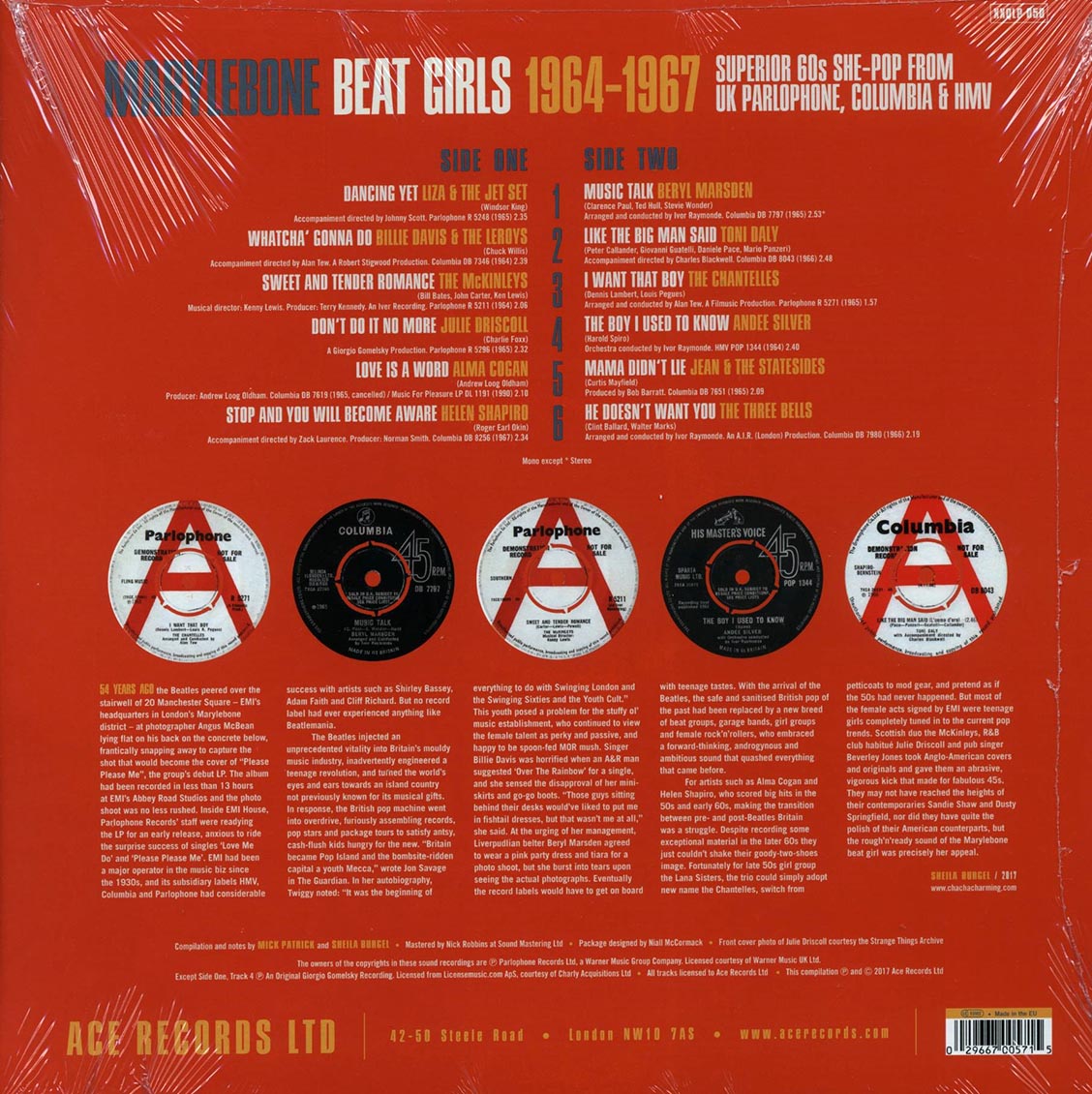 Liza & The Jet Set, The Three Bells, The Chantelles, Etc. - Marylebone Beat Girls 1964-1967 (180g) vinyl LP back cover