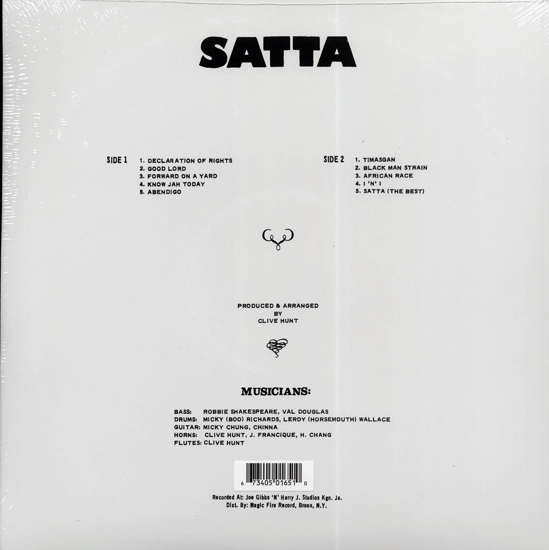 The Abyssinians - Satta (red vinyl) vinyl LP back cover