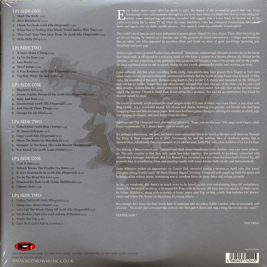 Louis Armstrong - The Platinum Collection (3xLP) (white vinyl) vinyl LP back cover