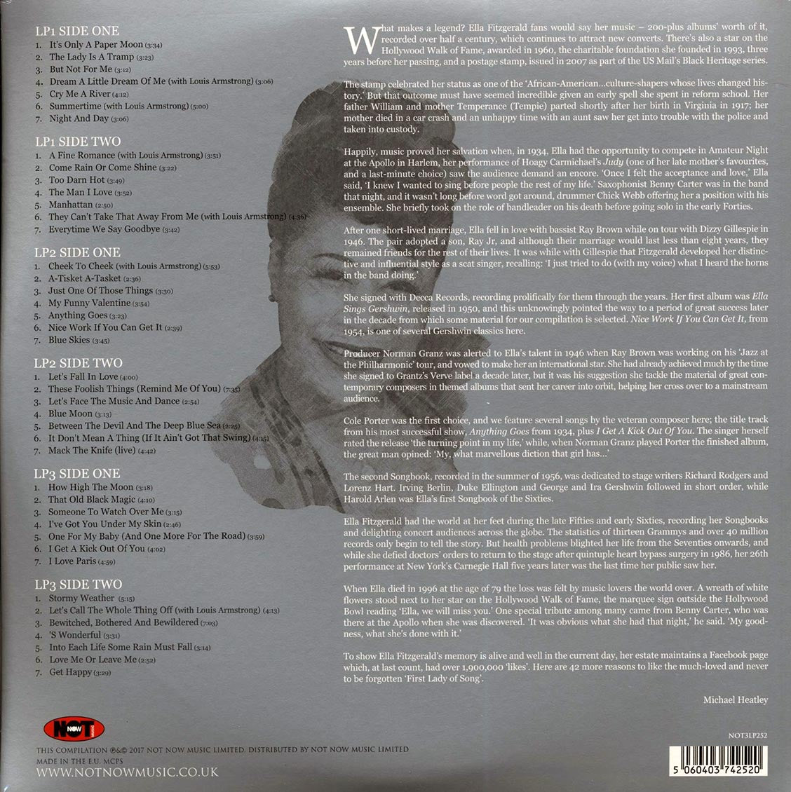 Ella Fitzgerald - The Platinum Collection (3xLP) (white vinyl) vinyl LP back cover