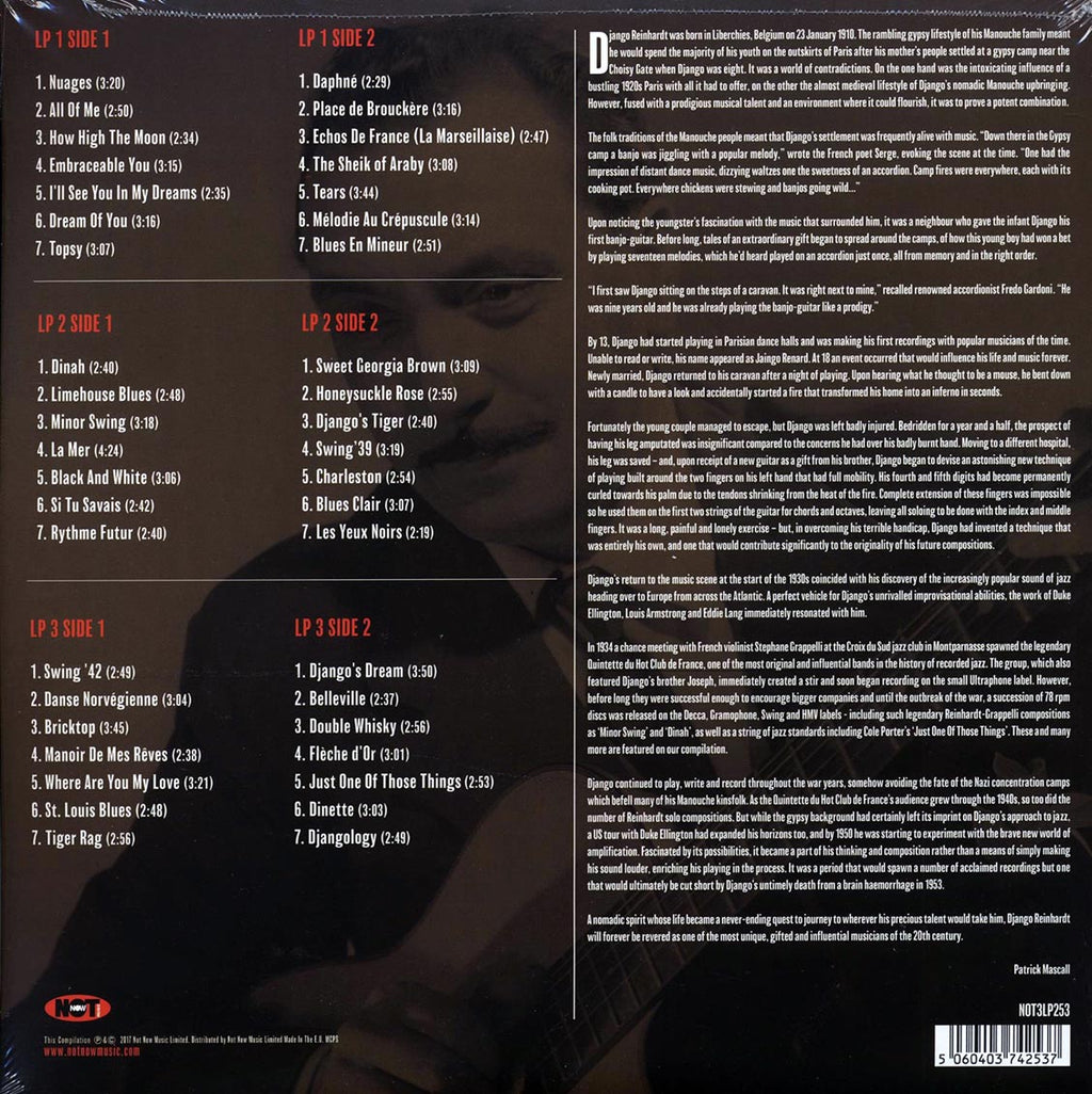 Django Reinhardt - Gypsy Jazz (3xLP) (red vinyl) vinyl LP back cover