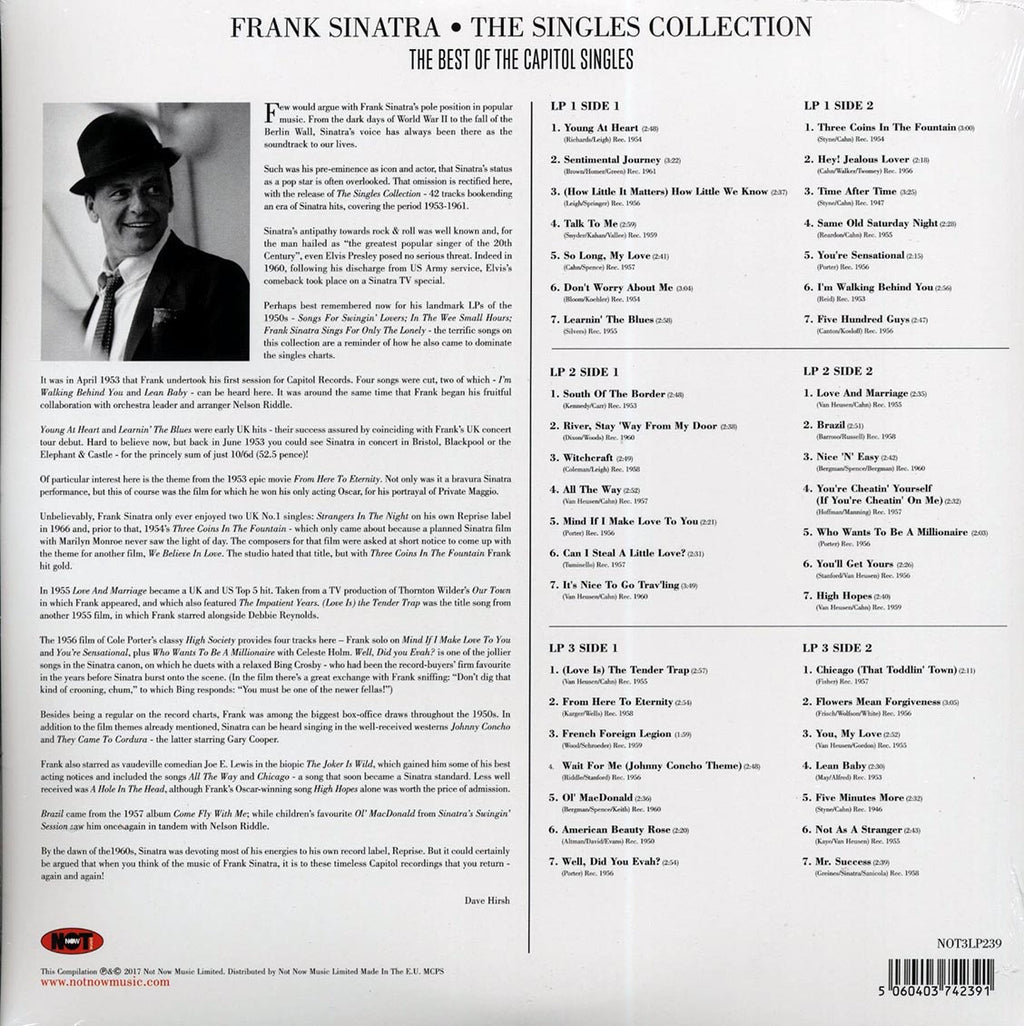 Frank Sinatra - The Singles Collection: The Best Of The Capitol Singles (3xLP) (white vinyl) vinyl LP back cover