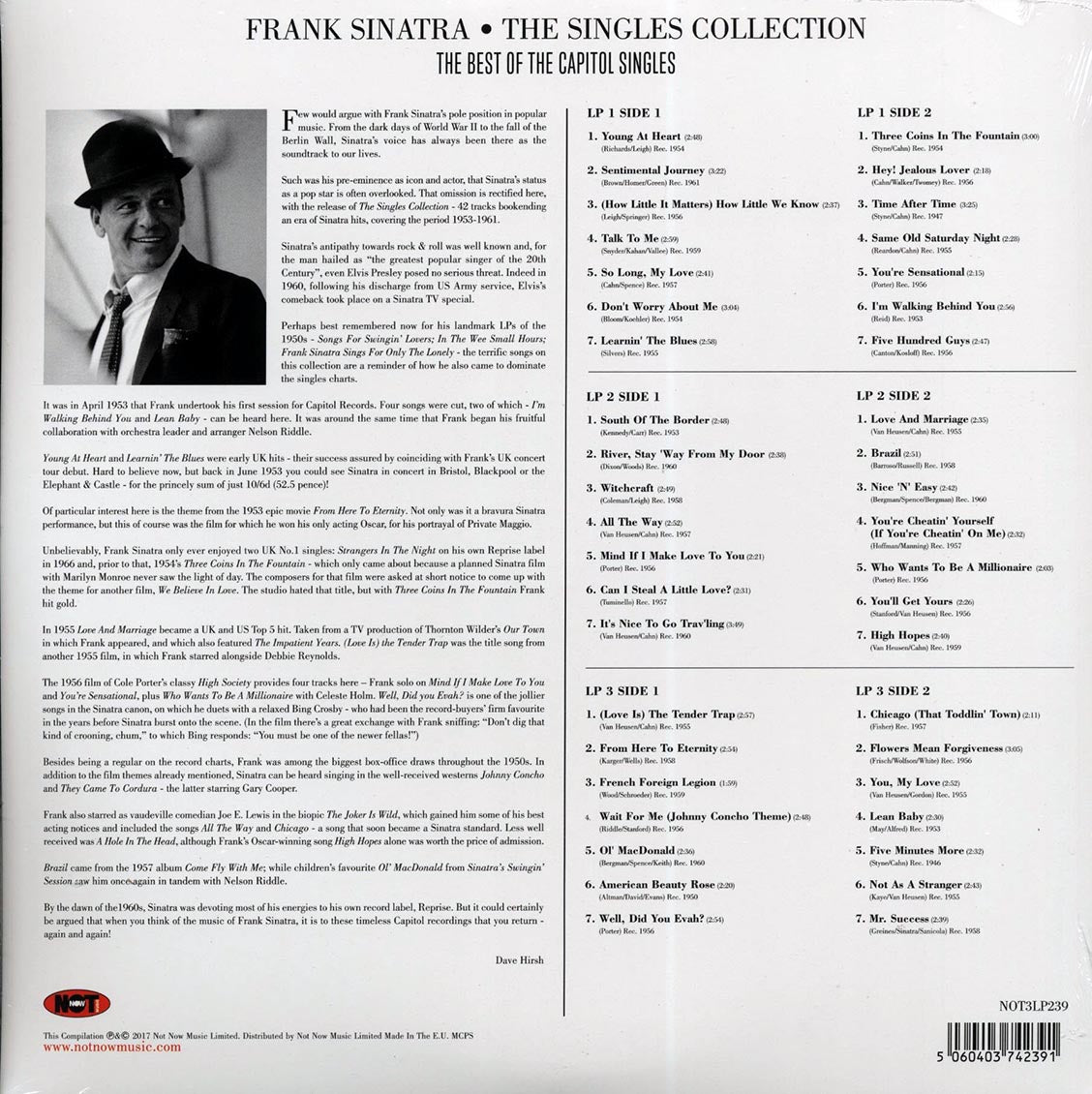 Frank Sinatra - The Singles Collection: The Best Of The Capitol Singles (3xLP) (white vinyl) vinyl LP back cover
