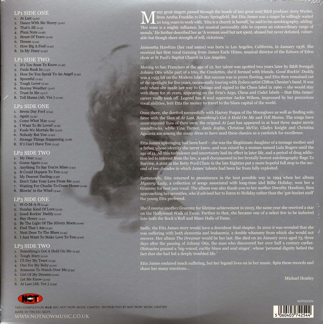 Etta James - The Platinum Collection (3xLP) (white vinyl) vinyl LP back cover