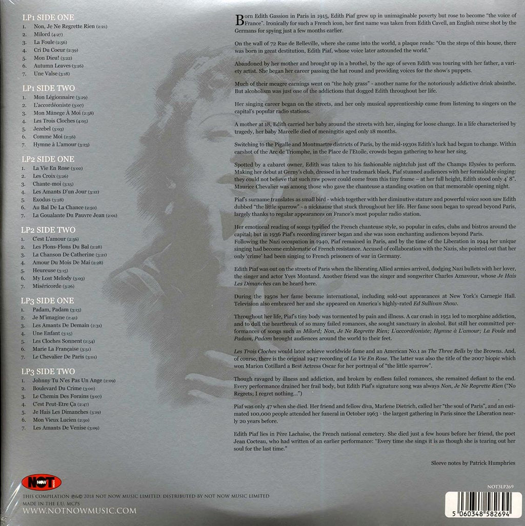Edith Piaf - The Platinum Collection (3xLP) (white vinyl) vinyl LP back cover
