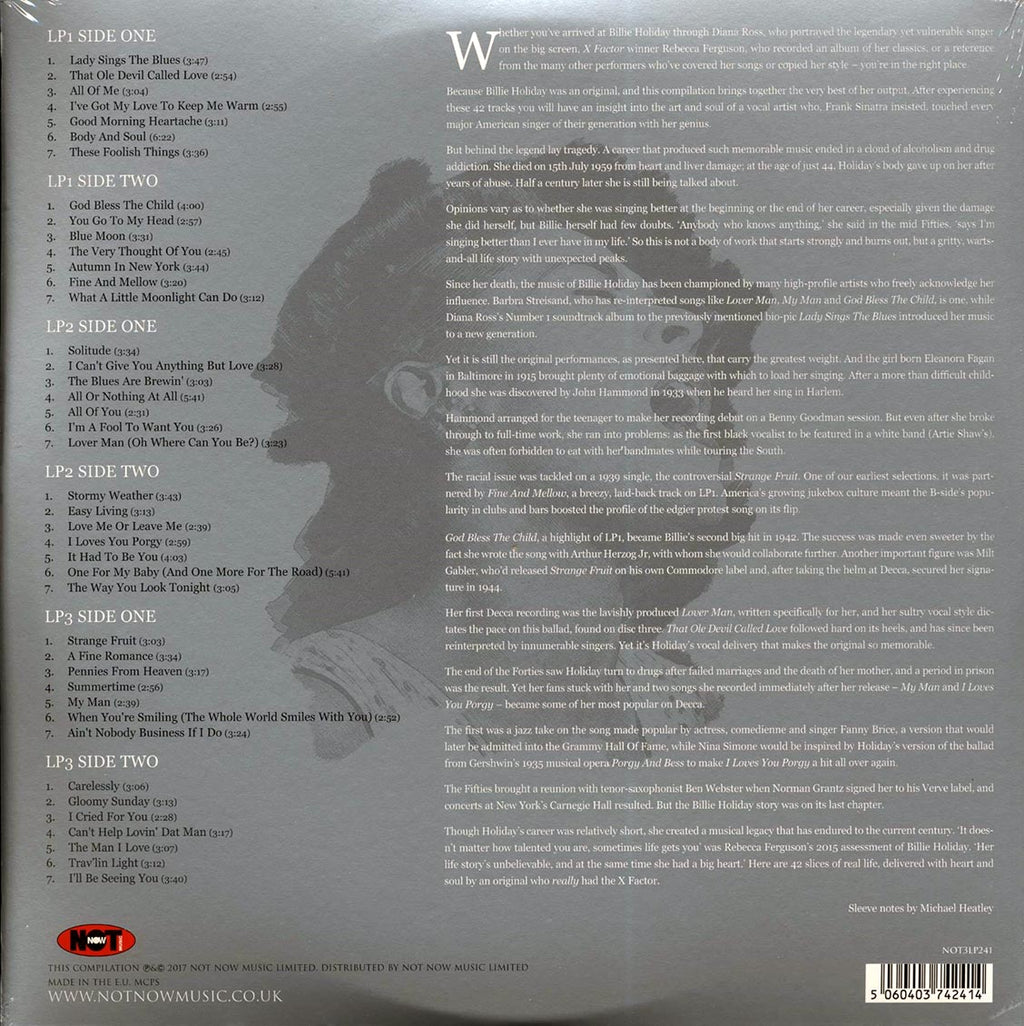 Billie Holiday - The Platinum Collection (3xLP) (white vinyl) vinyl LP back cover