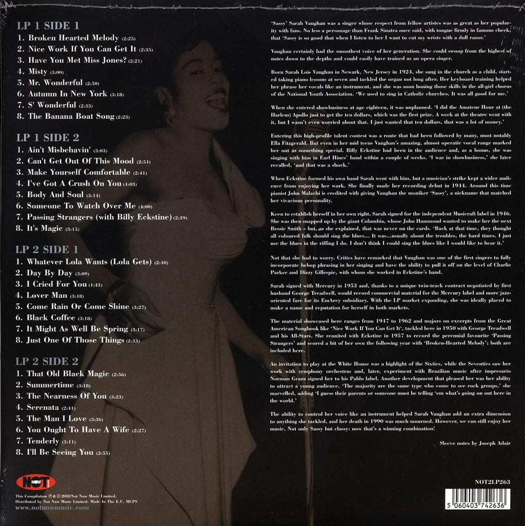 Sarah Vaughan - The Very Best Of Sarah Vaughan (2xLP) (180g) (gold vinyl) vinyl LP back cover