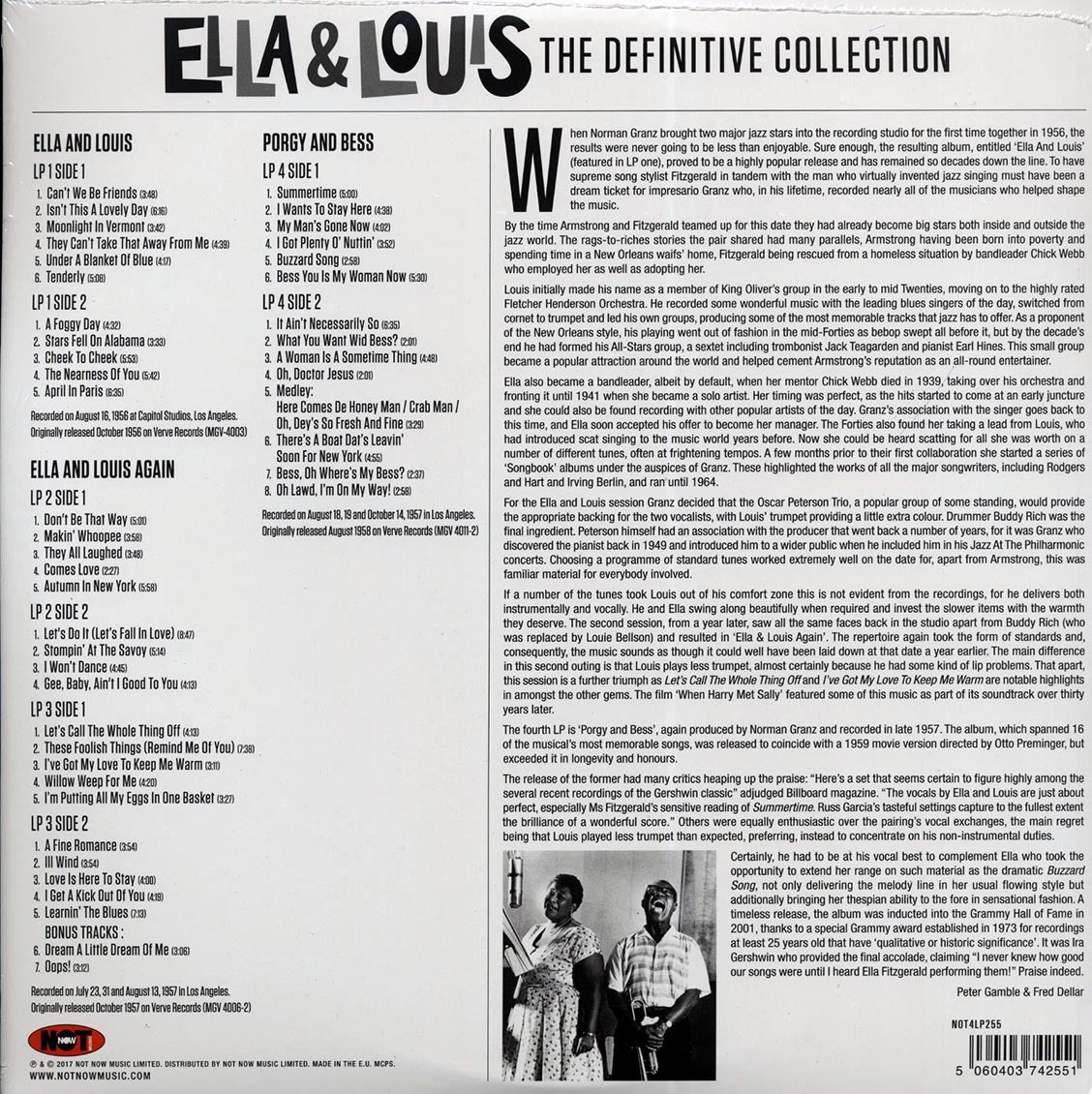 Ella Fitzgerald, Louis Armstrong - The Definitive Collection (4xLP) vinyl LP back cover